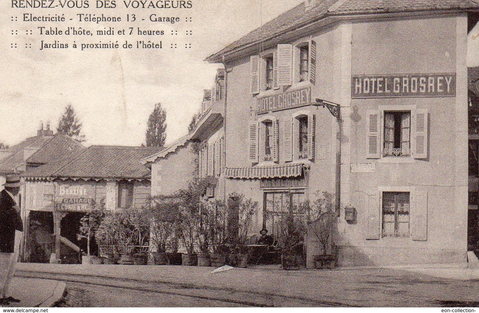 CPA HOTEL GROSREY RENDEZ VOUS DES VOYAGEURS GEX AIN CARTE POSTALE 01 ANCIENNE - Gex