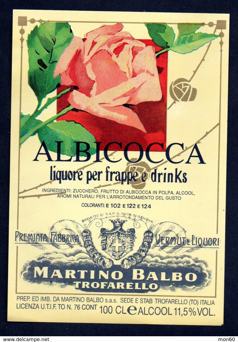 Etichetta - Albicocca Liquore Per Frappè E Drinks, Martino Balbo - Altri & Non Classificati