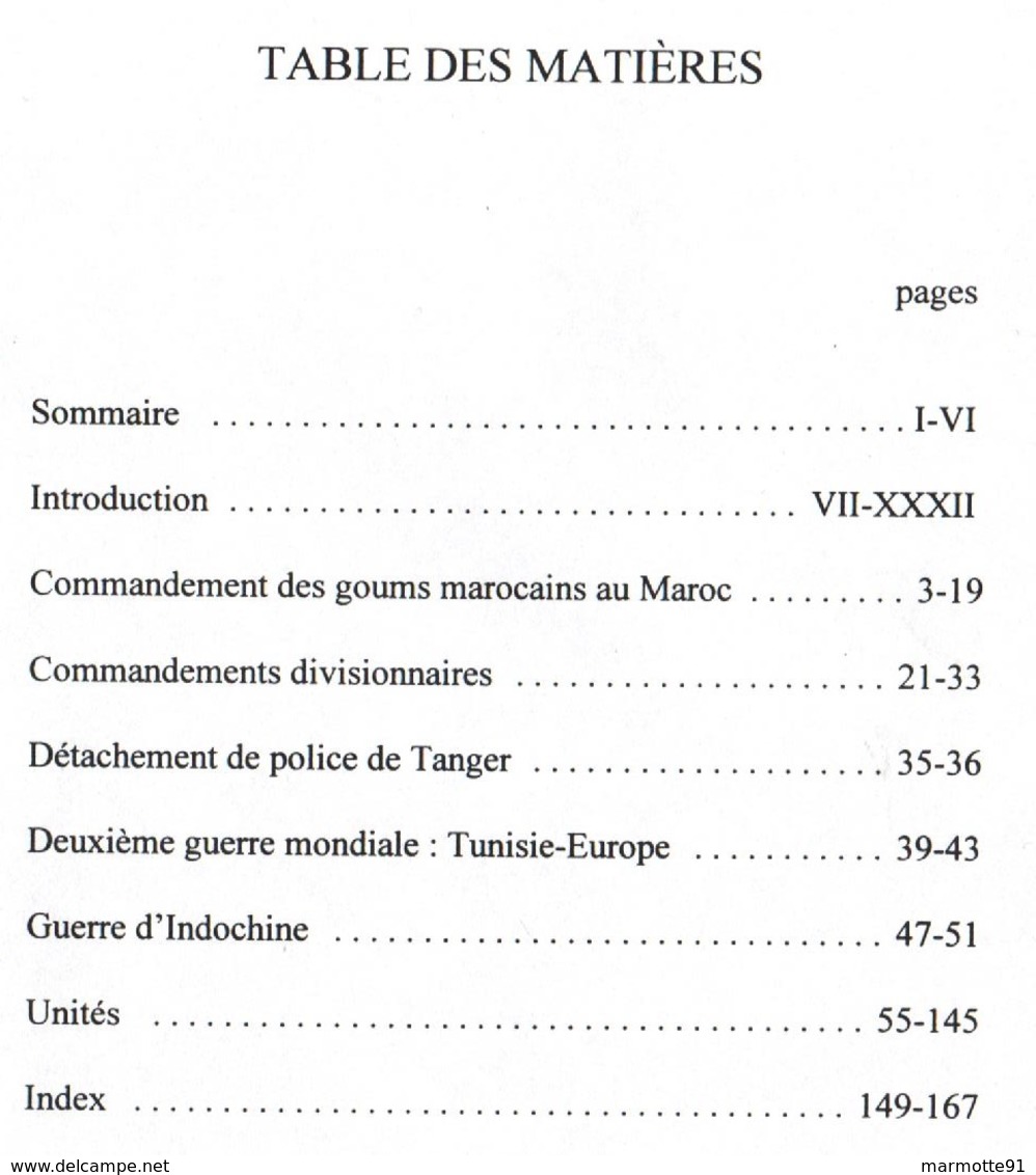 INVENTAIRE DES ARCHIVES DES GOUMS 1906 1958 SERVICE HISTORIQUE ARMEE DE TERRE - Francés
