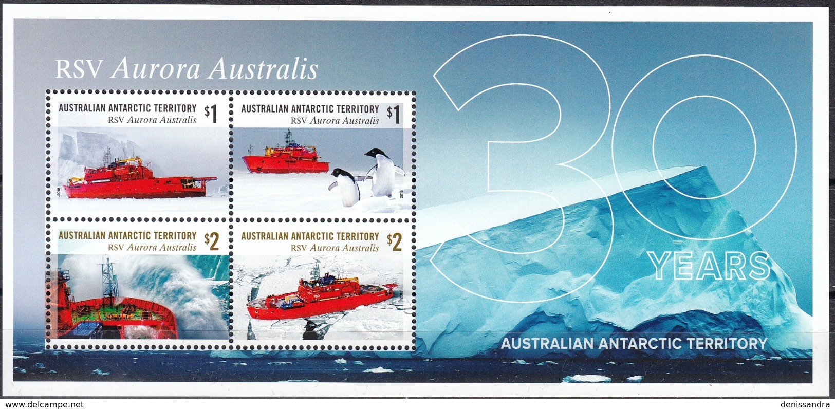 Australian Antarctic Territory 2018 Bloc Feuillet 30 Ans RSV Aurora Australis Neuf ** - Neufs