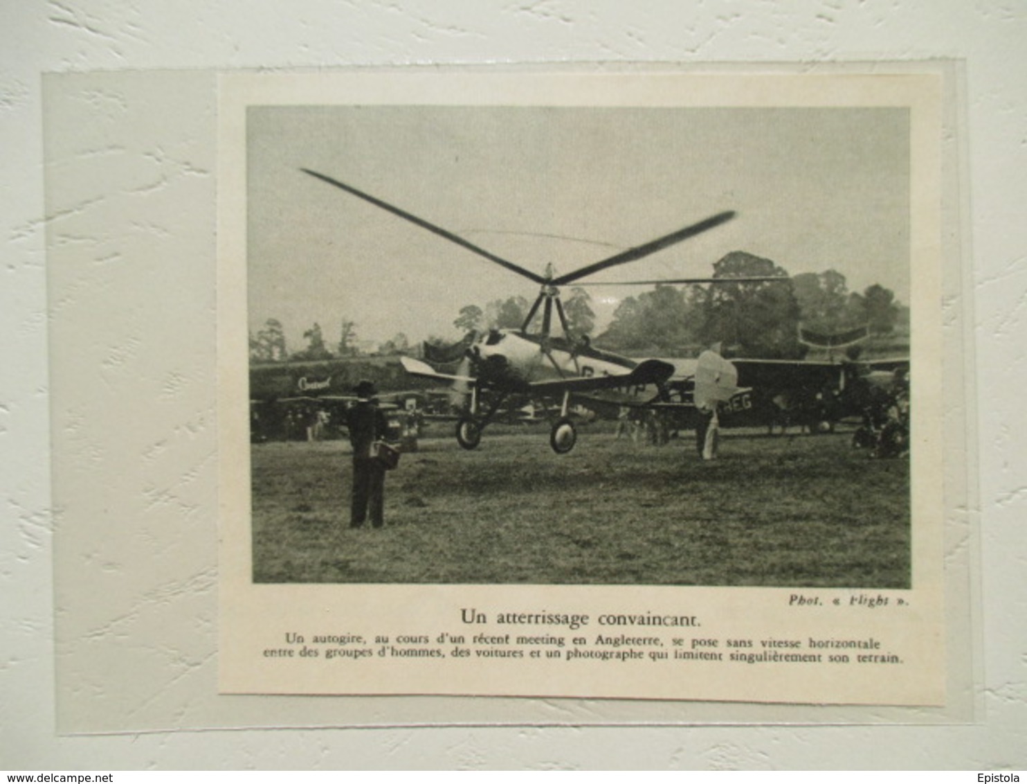 Meeting D'Angleterre (Hendon) Helicoptère "Autogire"  - Coupure De Presse De 1931 - Elicotteri