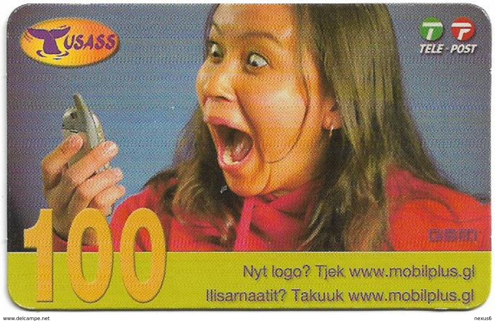 Greenland - Tusass - Girl With Mobile, GSM Refill, 100kr. Exp. 21.04.2007, Used - Groenlandia