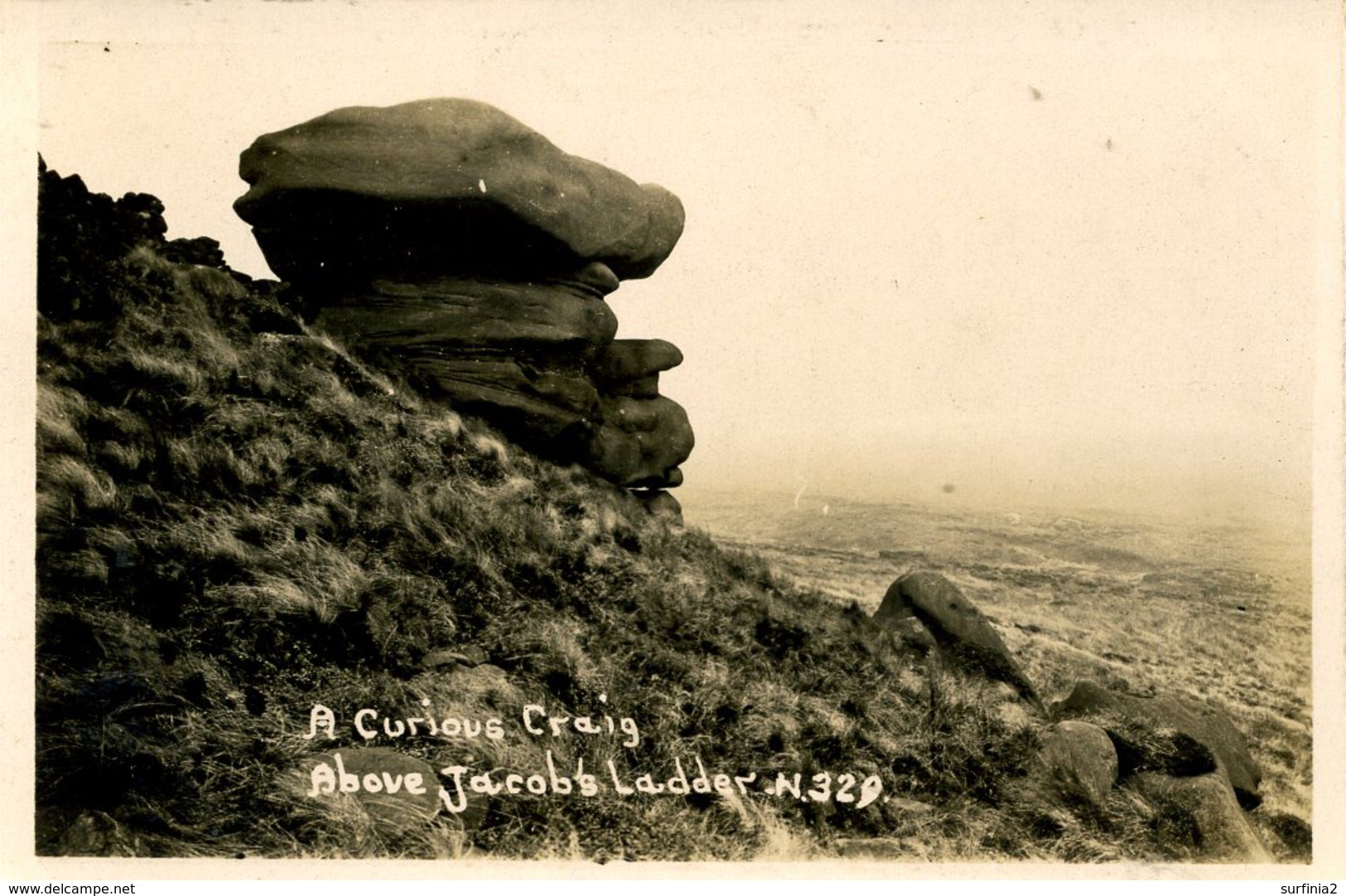 DERBYSHIRE - EDALE - A CURIOUS CRAIG ABOVE JACOB'S LADDER RP  Db533 - Derbyshire