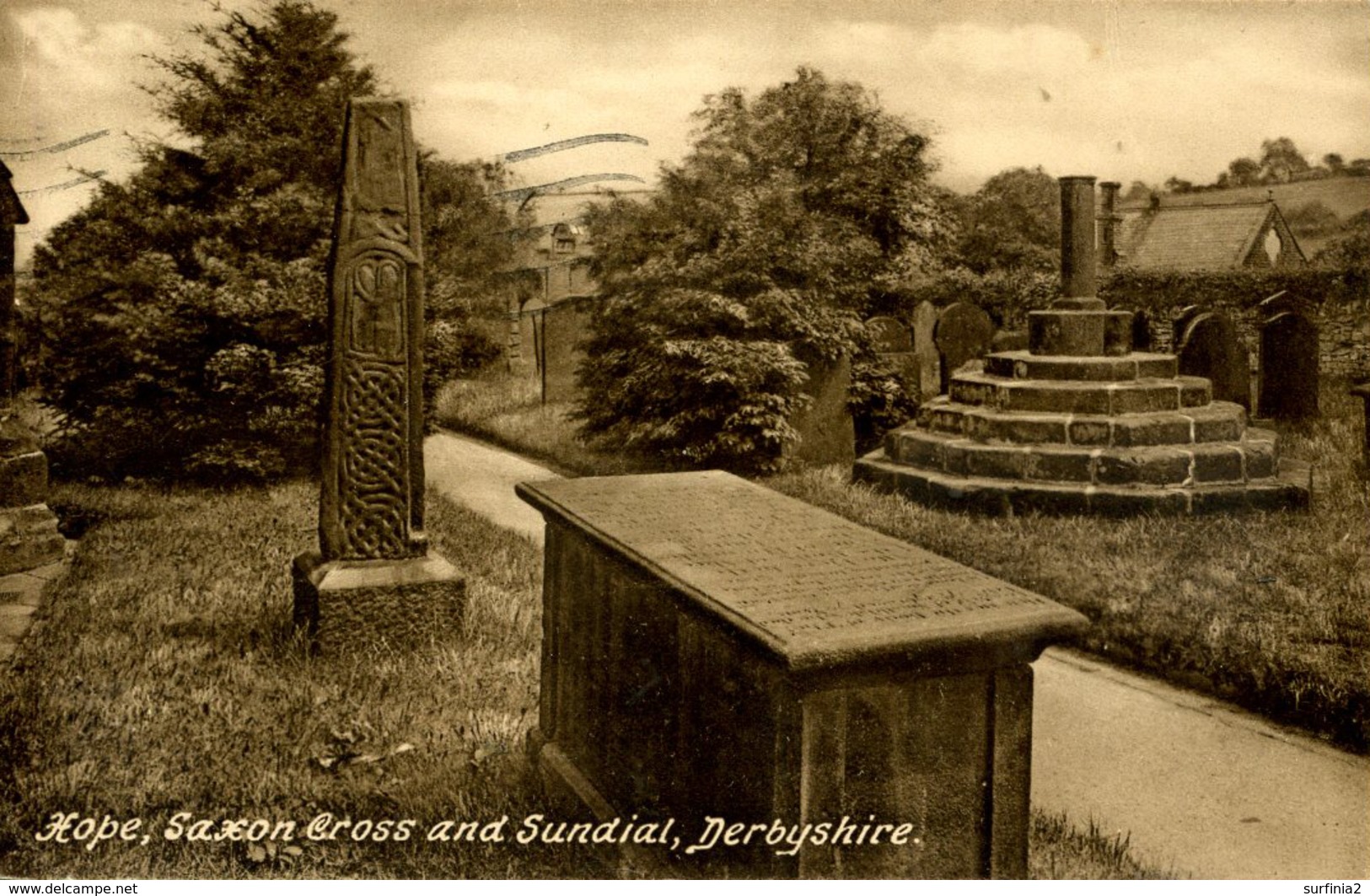 DERBYSHIRE - HOPE - SAXON CROSS AND SUNDIAL  Db514 - Derbyshire