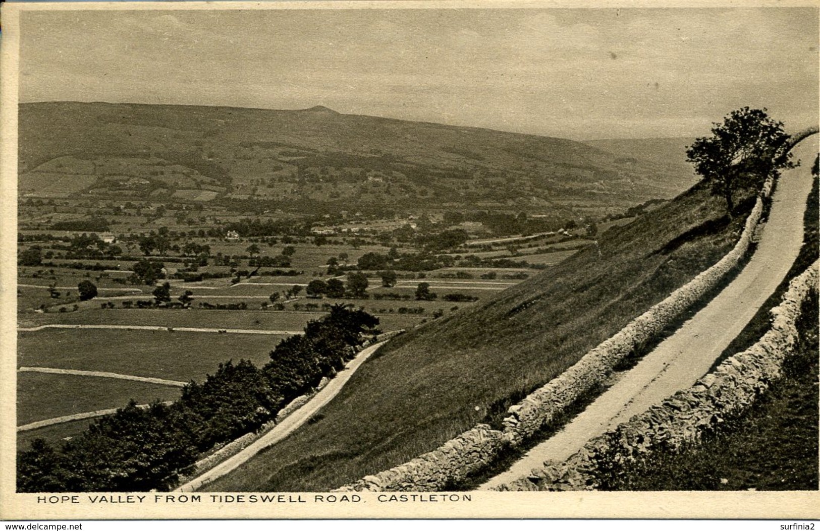 DERBYSHIRE - HOPE - VALLEY FROM TIDESWELL ROAD, CASTLETON  Db212 - Derbyshire