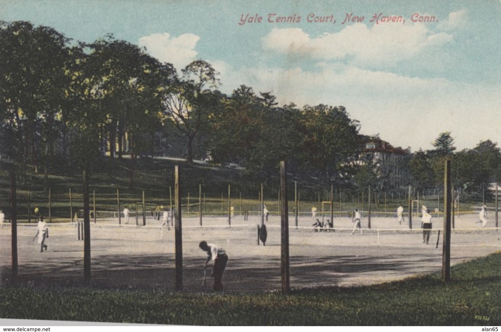 New Haven Connecticut, Yale University Tennis Courts C1900s/10s Vintage Postcard - New Haven