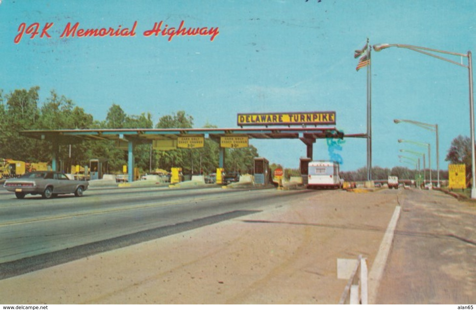 Delaware Turnpike JFK Highway, Toll Booth Auto C1960s Vintage Postcard - Sonstige & Ohne Zuordnung