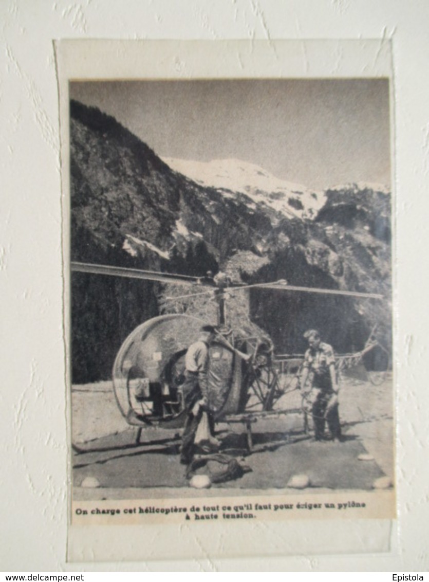 CANADA Kitimat  - Helicoptère  D'équipelent De Pylones Haute Tension   - Coupure De Presse De 1954 - Helikopters