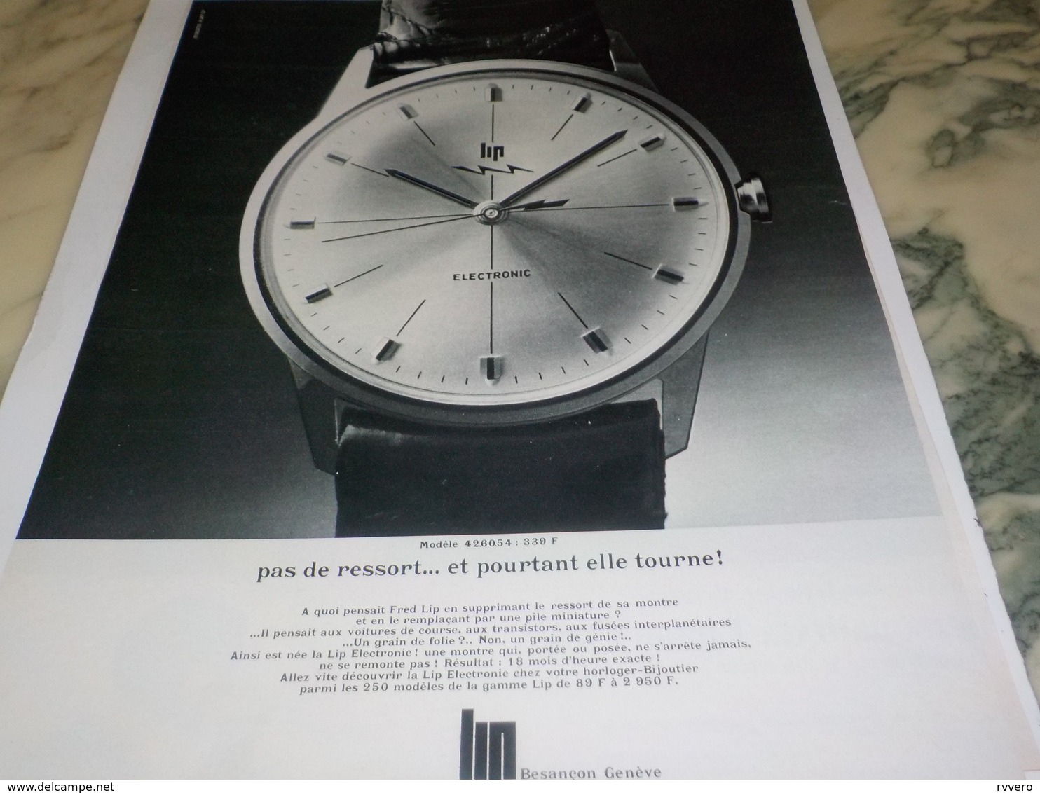 ANCIENNE PUBLICITE PAS DE RESSORT  MONTRE LIP  1967 - Autres & Non Classés