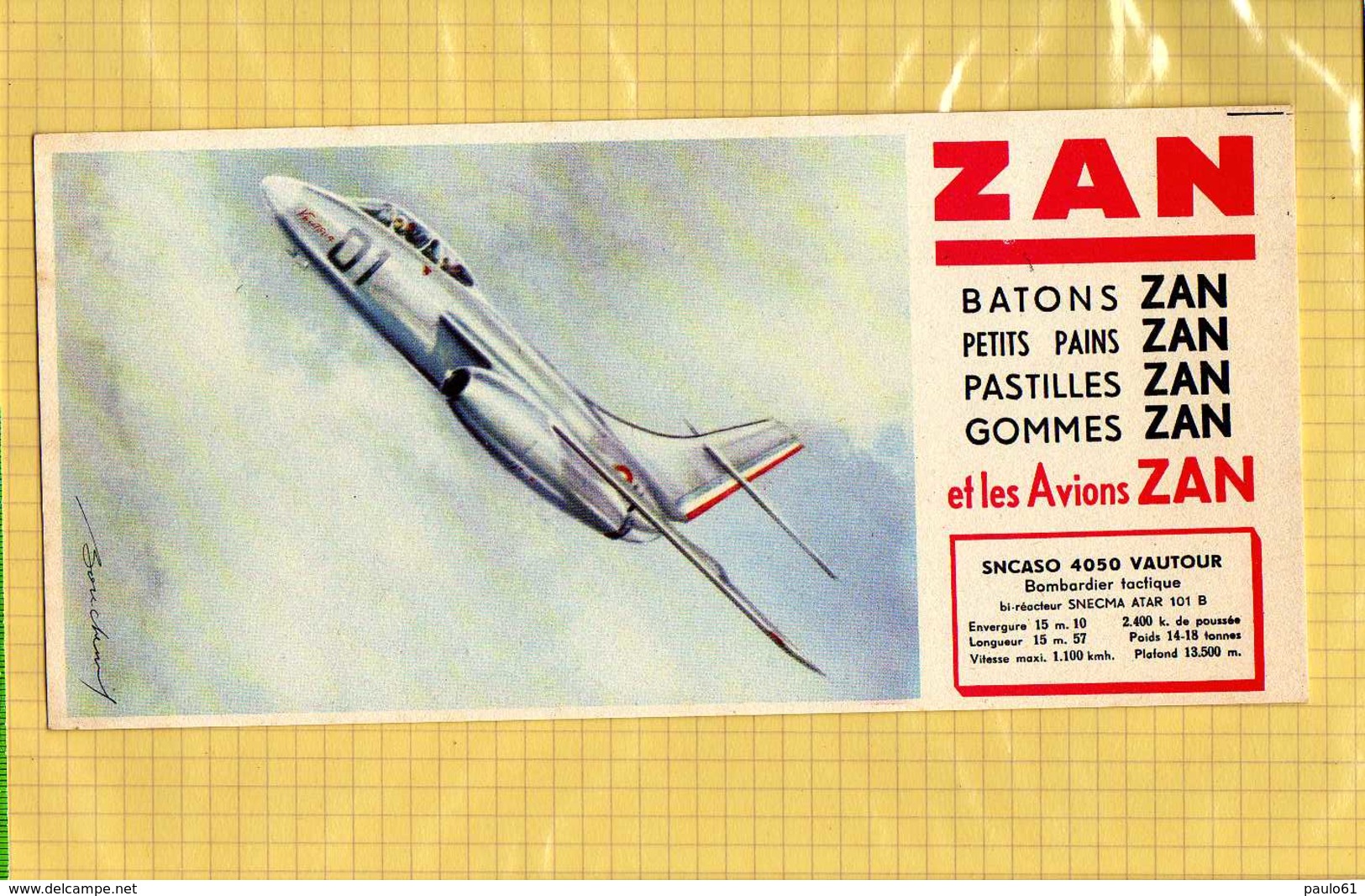 BUVARD :Batons De Zan Les Avions SNCASO 4050 VAUTOUR - Sucreries & Gâteaux