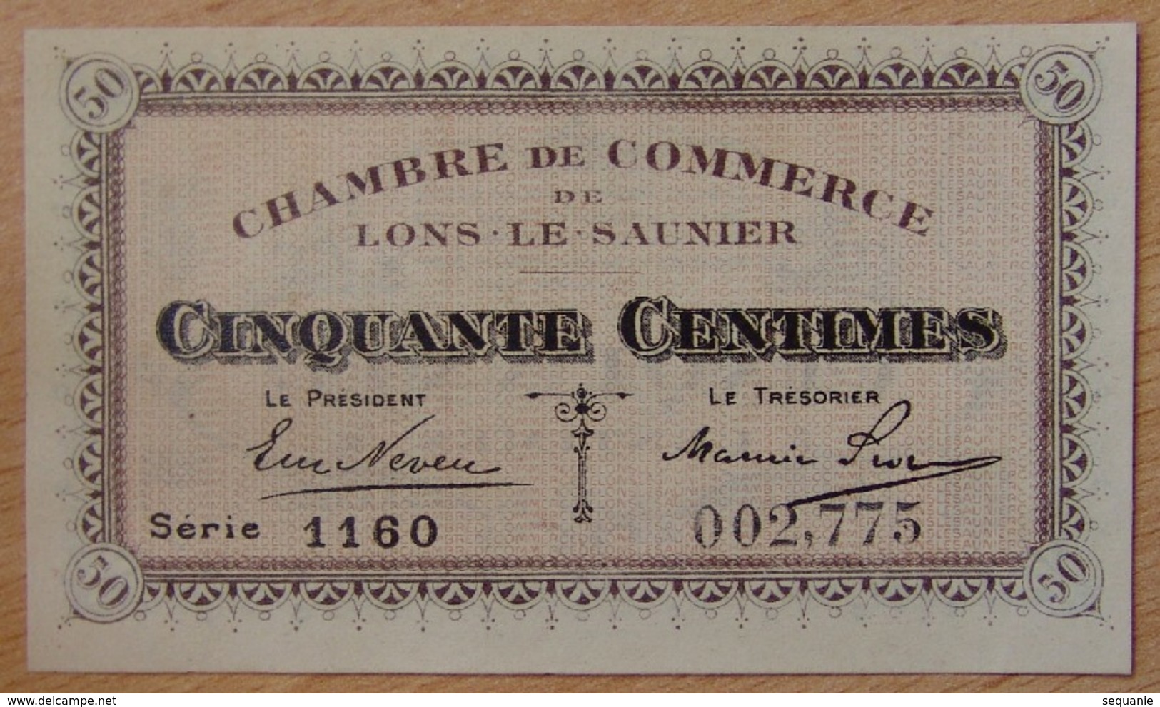 Lons Le Saunier ( 39 - Jura) 50 Centimes Chambre De Commerce 1920 - Chambre De Commerce