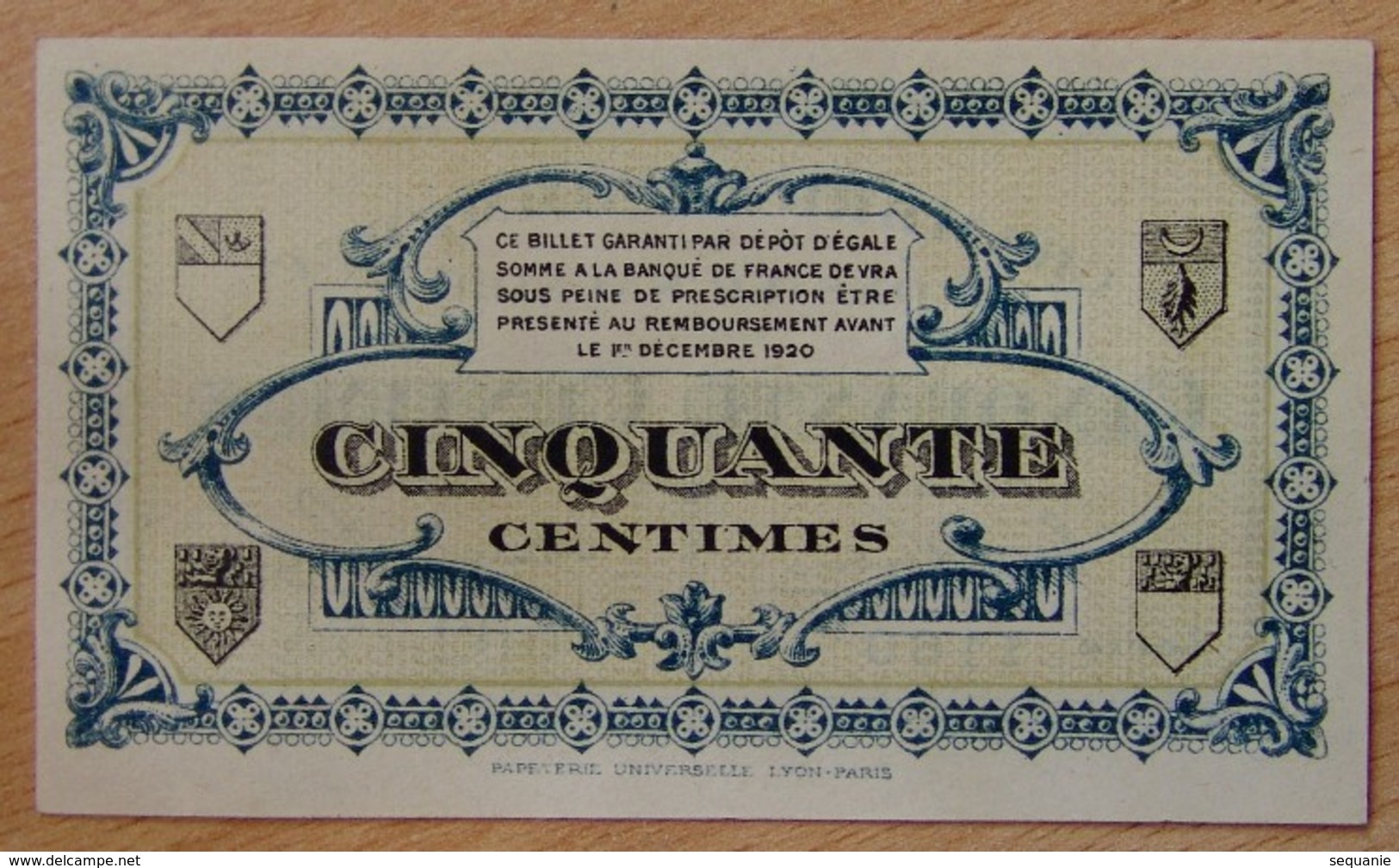 Lons Le Saunier ( 39 - Jura) 50 Centimes Chambre De Commerce 1920 - Camera Di Commercio