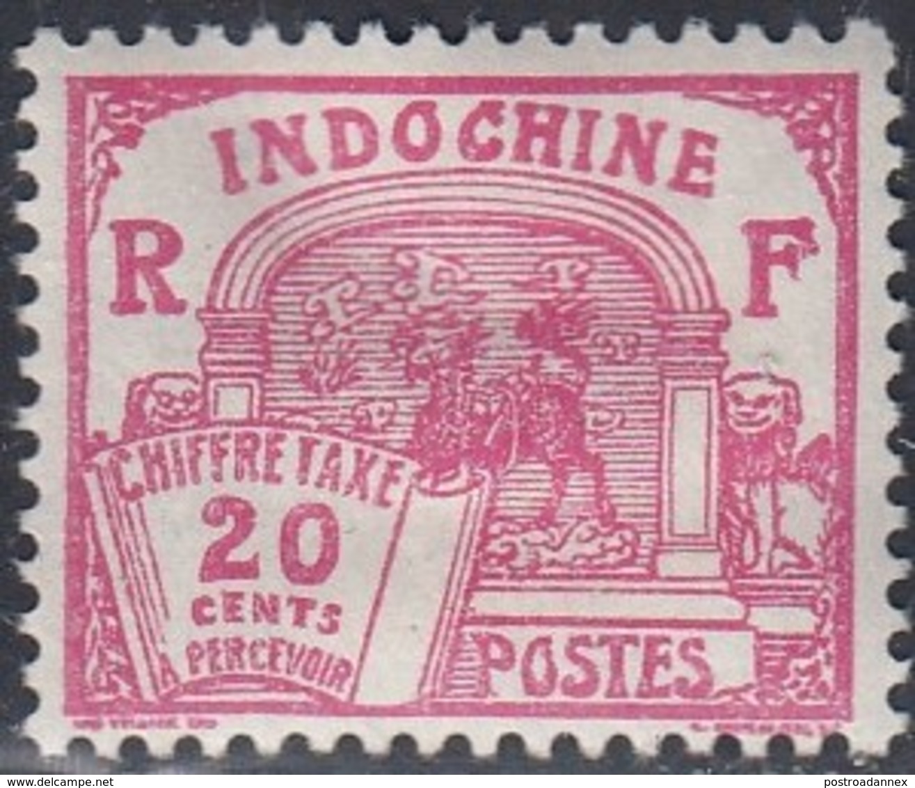 Indo China, Scott #J54, Mint Hinged, Dragon Of Annam, Issued 1927 - Segnatasse