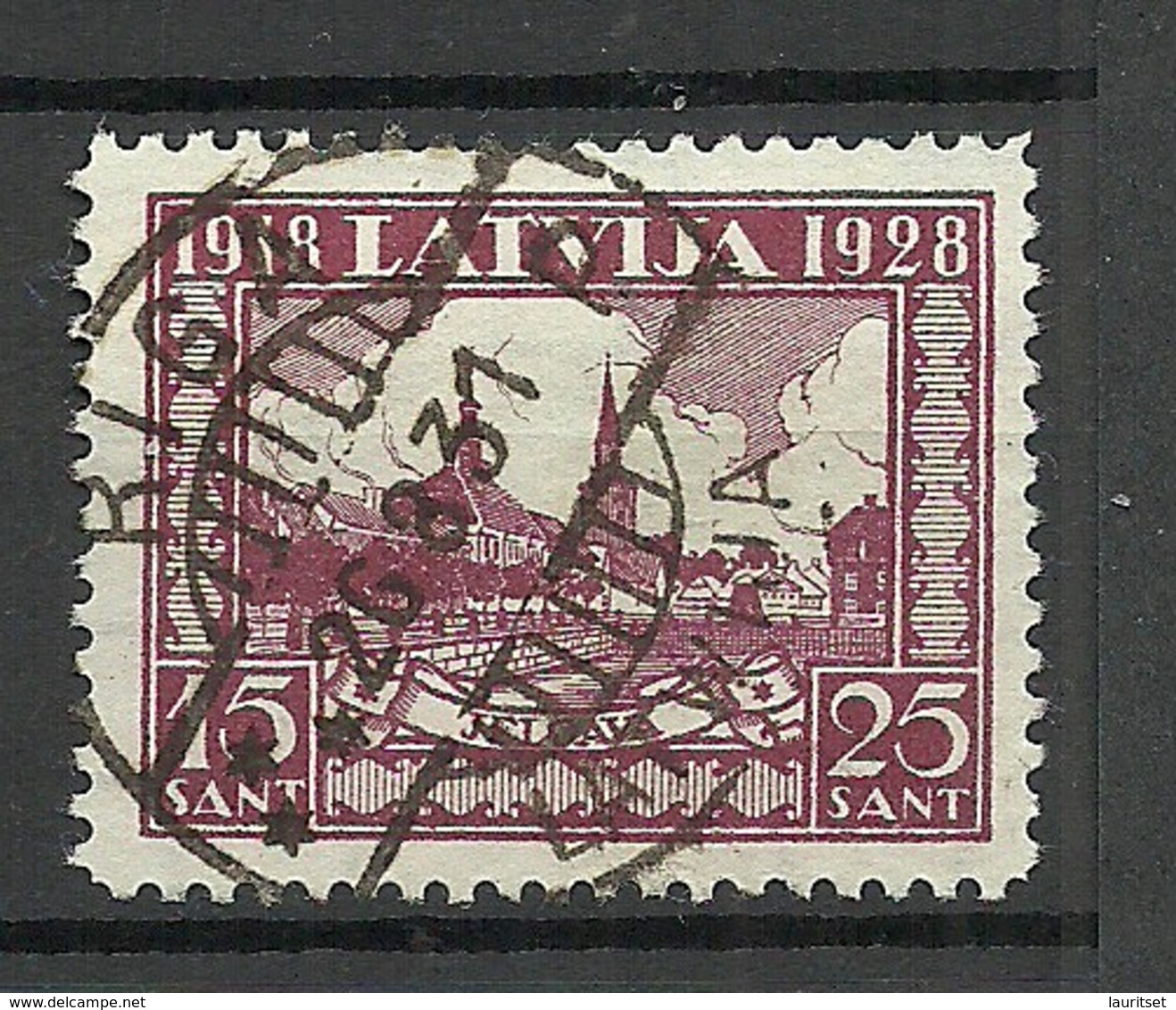 LETTLAND Latvia 1928 Michel 140 A WM Normal Horizontal O Nice Cancel RIGA - Lettland