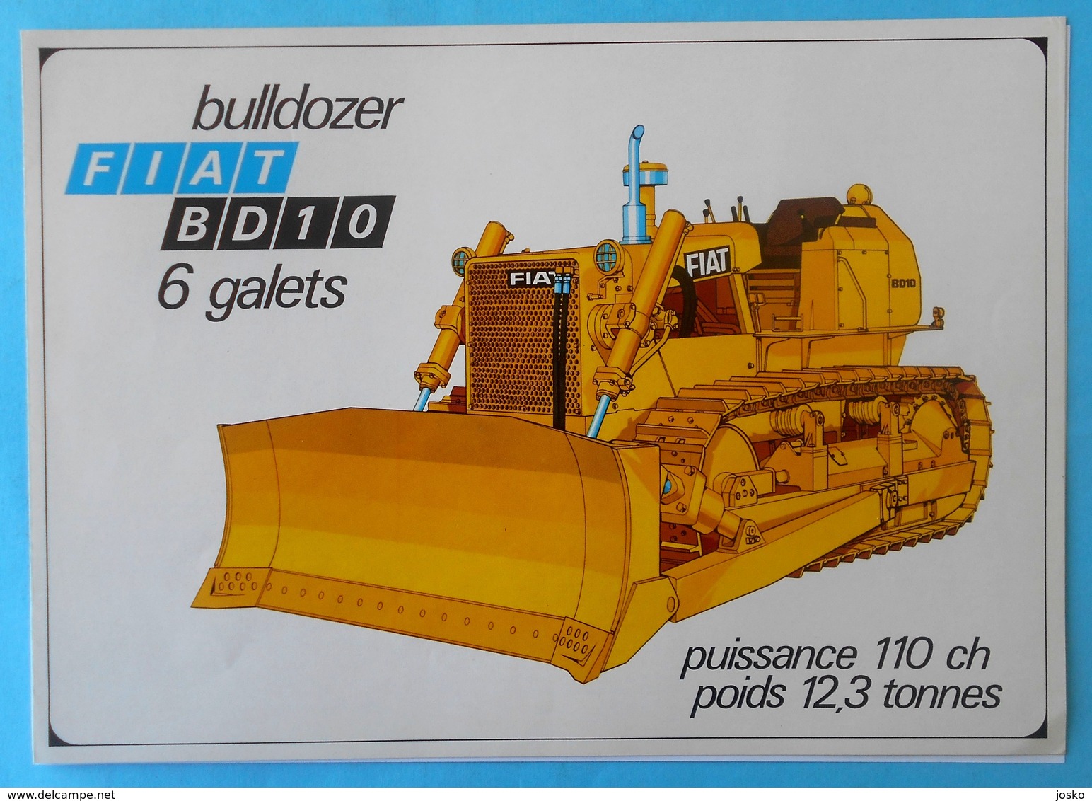 FIAT BD10 Bulldozer - Original Vintage Sales Brochure * French Issue * Large Size * Tractor Tracteur Traktor Trattore RR - Tracteurs