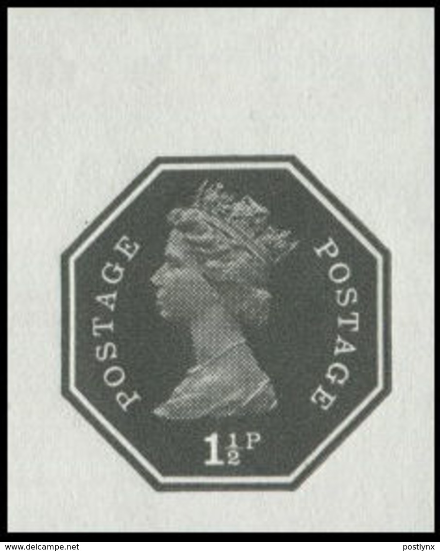 GREAT BRITAIN 1973 E2 Machin Octagon 1½p Ser.I Black MARG.IMPERF Pp:gum GB - Non Dentelés