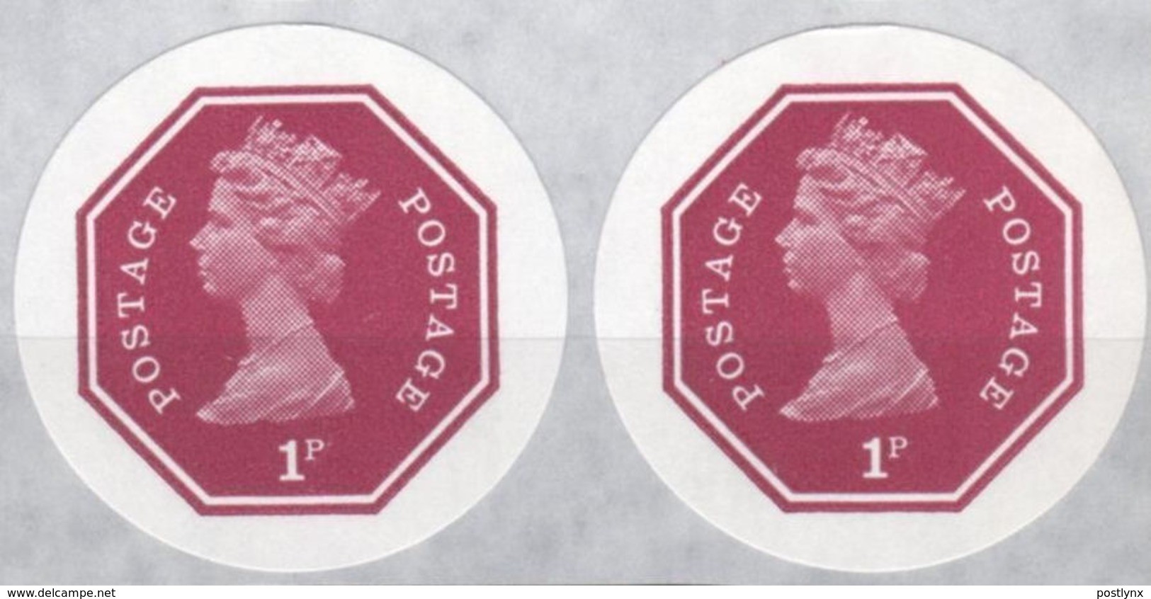 GREAT BRITAIN 1974 E2 Machin Octagon 1p Ser.III IMPERF.PAIR [PRINT:1000] - Imperforated