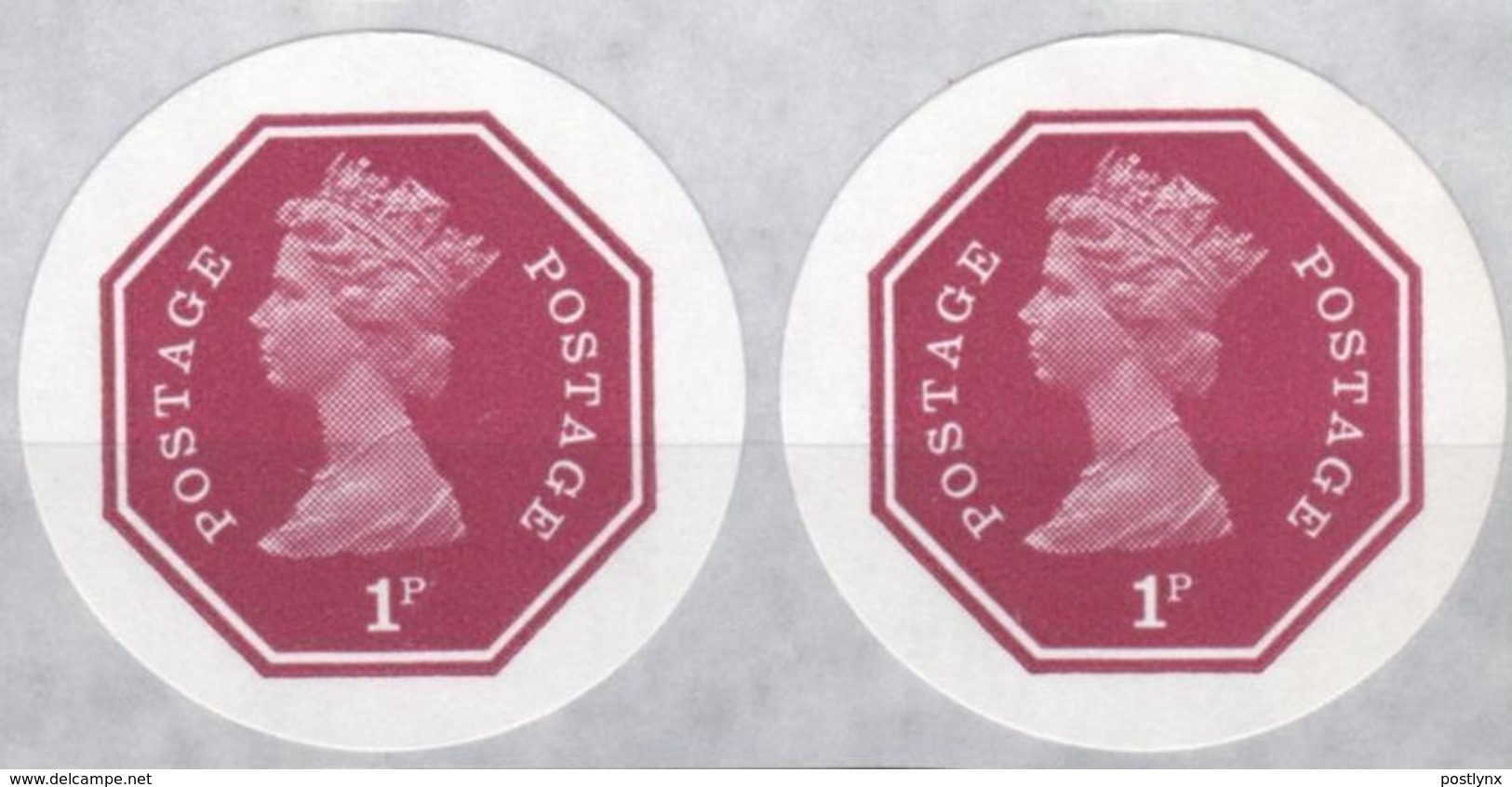 GREAT BRITAIN 1974 E2 Machin Octagon 1p Ser.III IMPERF.PAIR [PRINT:1000] - Imperforados