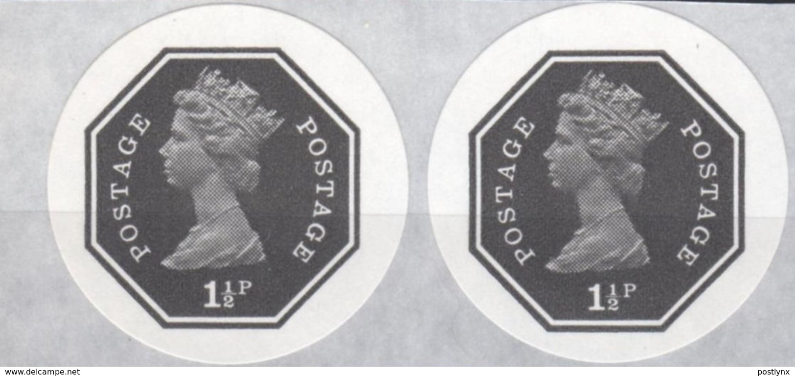 GREAT BRITAIN 1974 E2 Machin Octagon 1½p Ser.III IMPERF.PAIR [PRINT:1000] - Imperforated