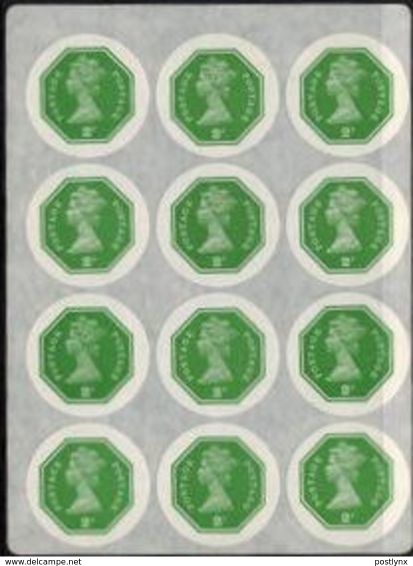 GREAT BRITAIN 1974 E2 Octagon 2p Ser.III IMPERF.COMPLETE SHEET:12 Stamps [PRINT:1000] - Imperforated