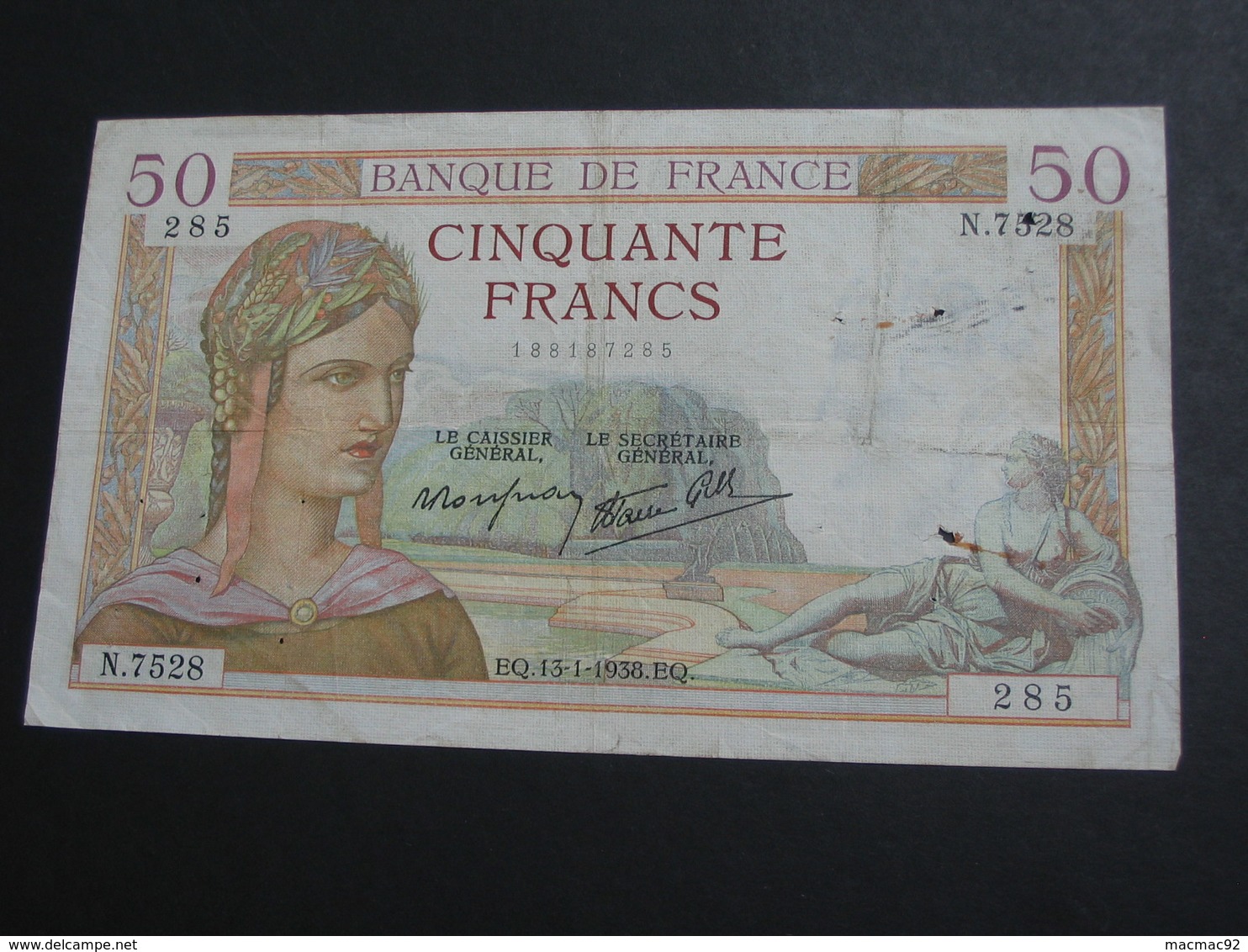 50 Cinquante Francs - CERES Type 1933 Modifié - 13-1-1938     **** EN ACHAT IMMEDIAT **** - 50 F 1934-1940 ''Cérès''