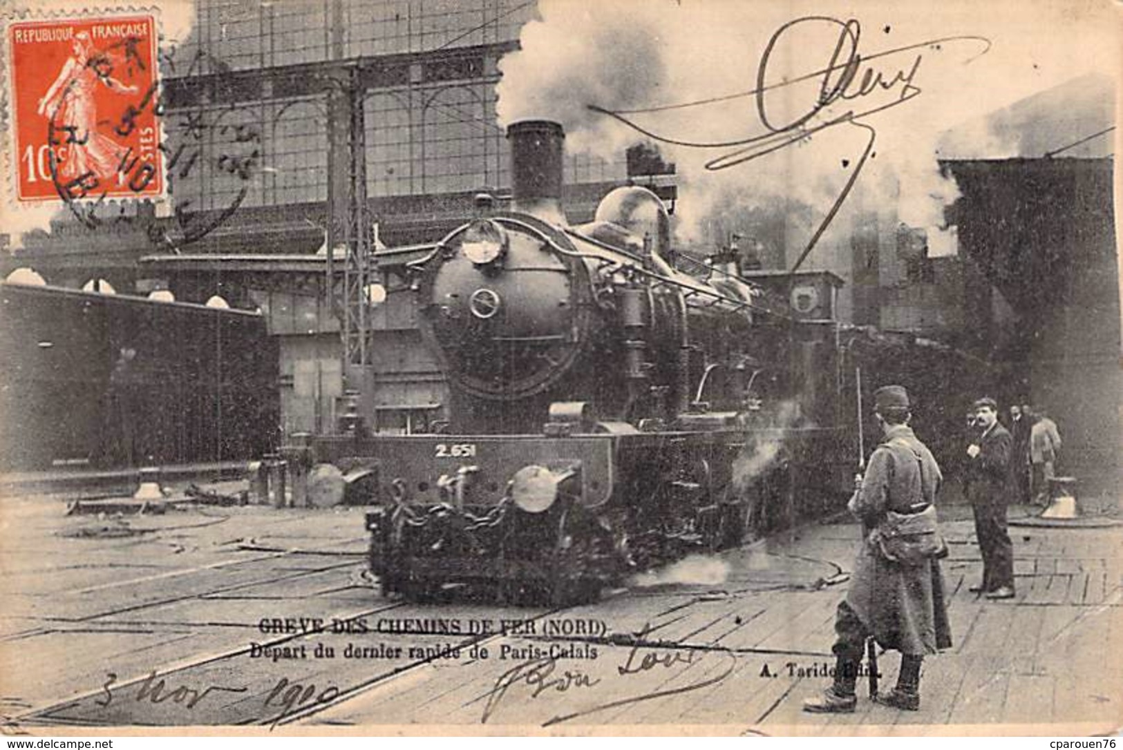 C P A LES GREVES DES CHEMINS DE FER DU NORD DEPART DU RAPIDE PARIS CALAIS CARTE ANIMEE - Labor Unions