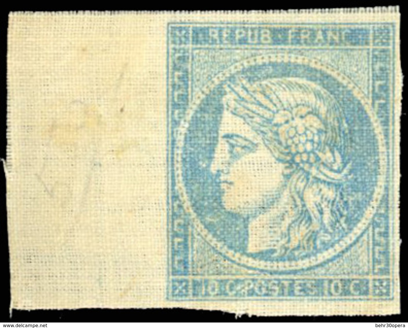 (*) Essai. 10c. Bleu Sur Papier Toilé. BdeF. TB - 1849-1850 Cérès