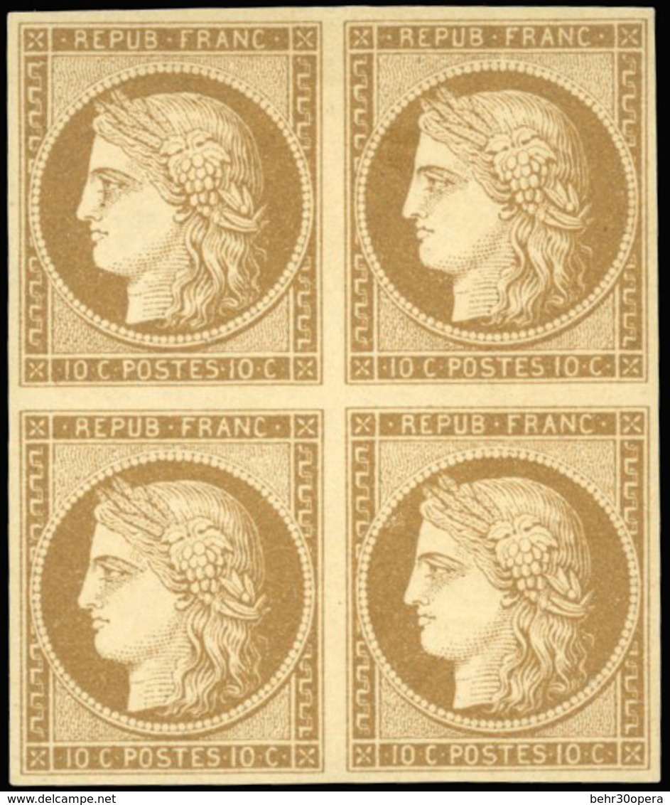 * 10c. Bistre-brun. Bloc De 4. 2 Timbres Sont **. SUP. - 1849-1850 Cérès