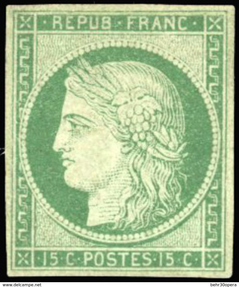 * 15c. Vert. Très Jolie Présentation. Petite Réparation Esthétique. Pièce Superbe. - 1849-1850 Ceres