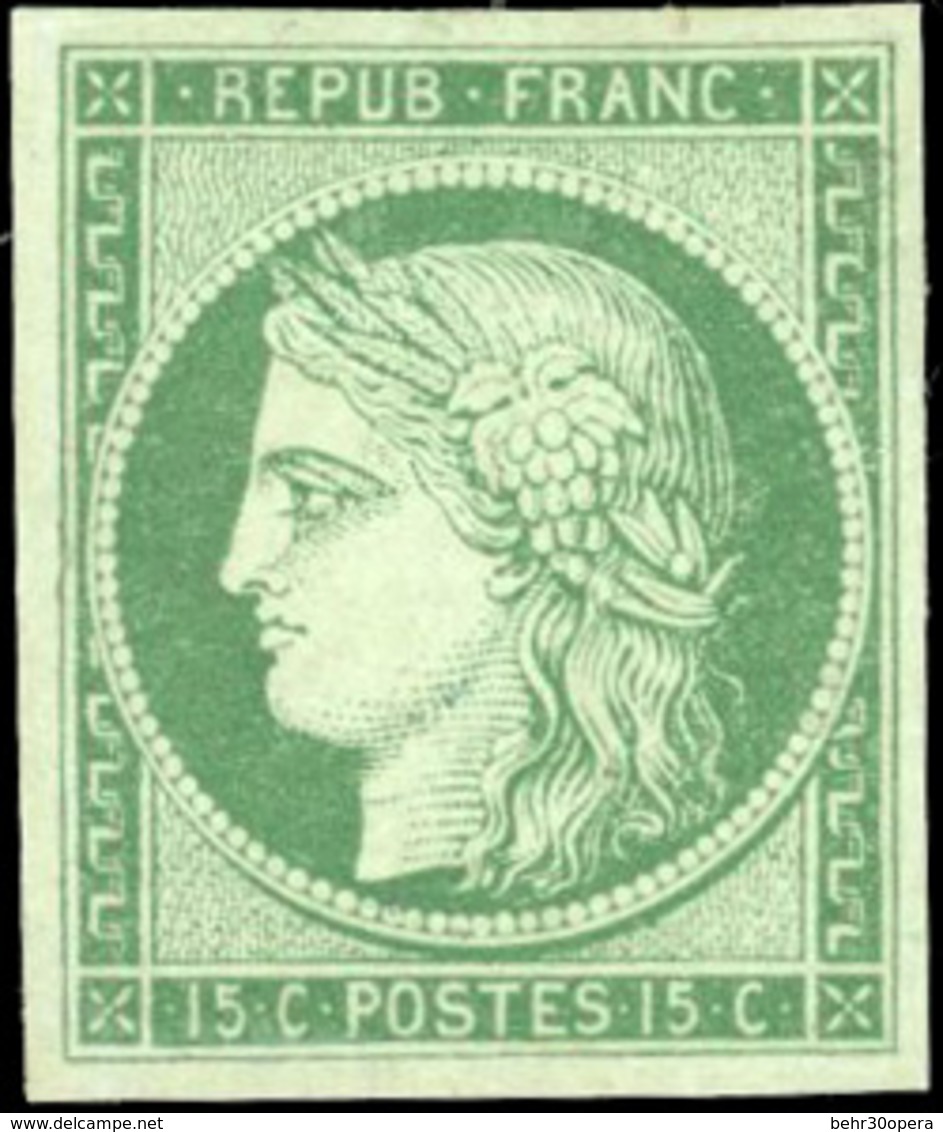 (*) 15c. Vert. Fraicheur Postale. TB. - 1849-1850 Ceres