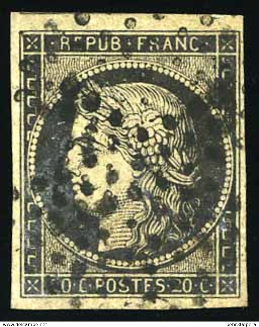 O 20c. Noir. Obl. étoile De Points. TB. - 1849-1850 Cérès