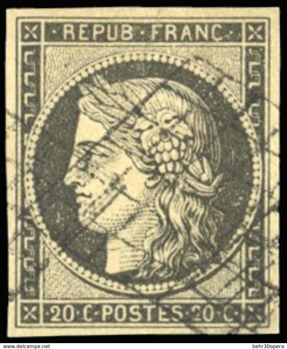 O 20c. Gris-noir. Obl. Grille Légère. SUP. - 1849-1850 Ceres