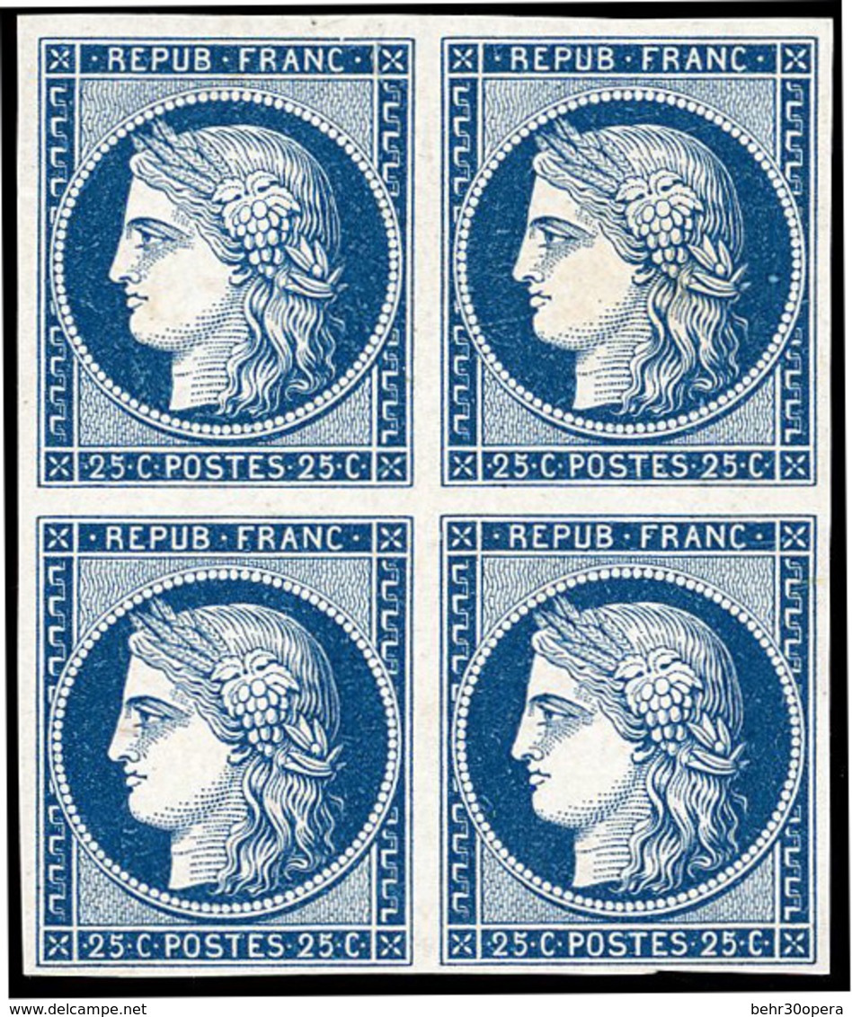 (*) 25. Bleu Foncé. Bloc De 4. Fraîcheur Postale. TB. - 1849-1850 Ceres