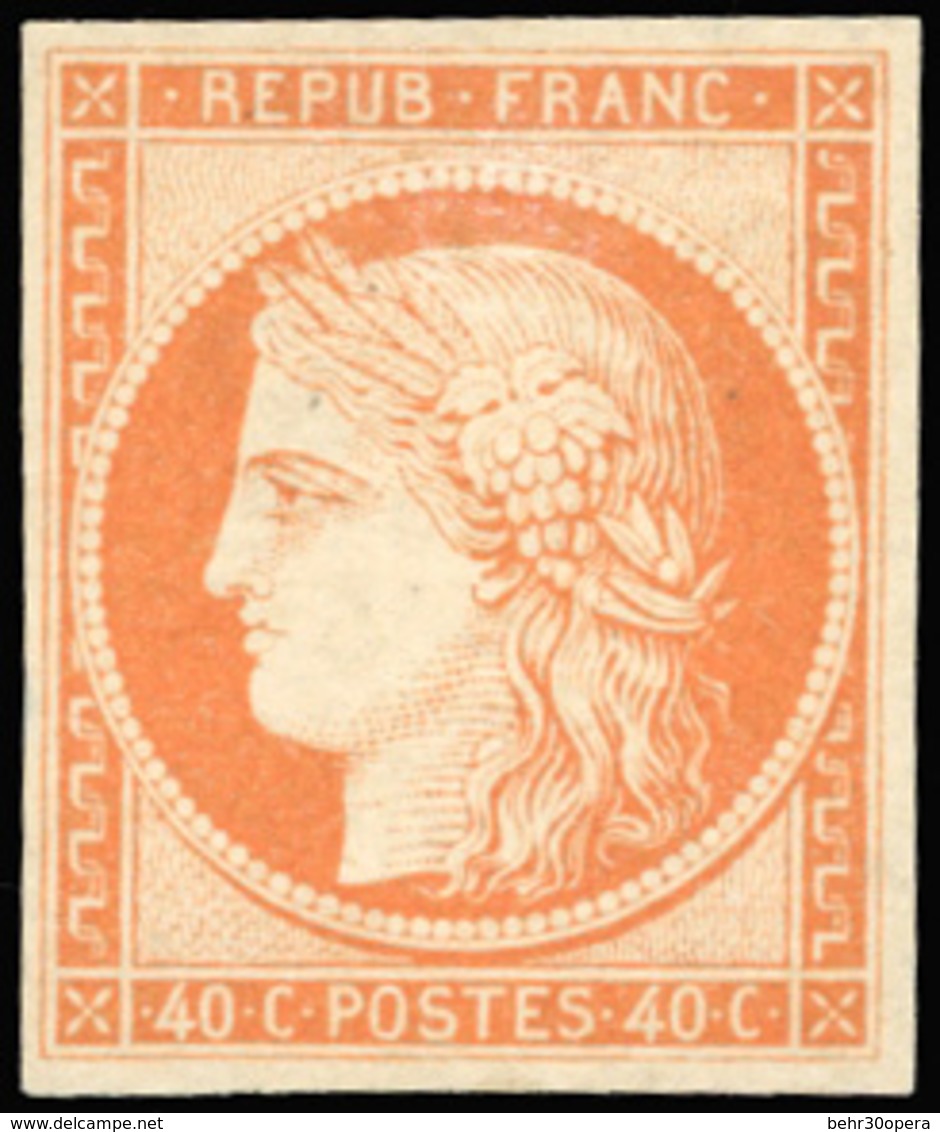 * 40c. Orange. Grande Fraîcheur. Gomme Blanche. SUP. R. - 1849-1850 Cérès