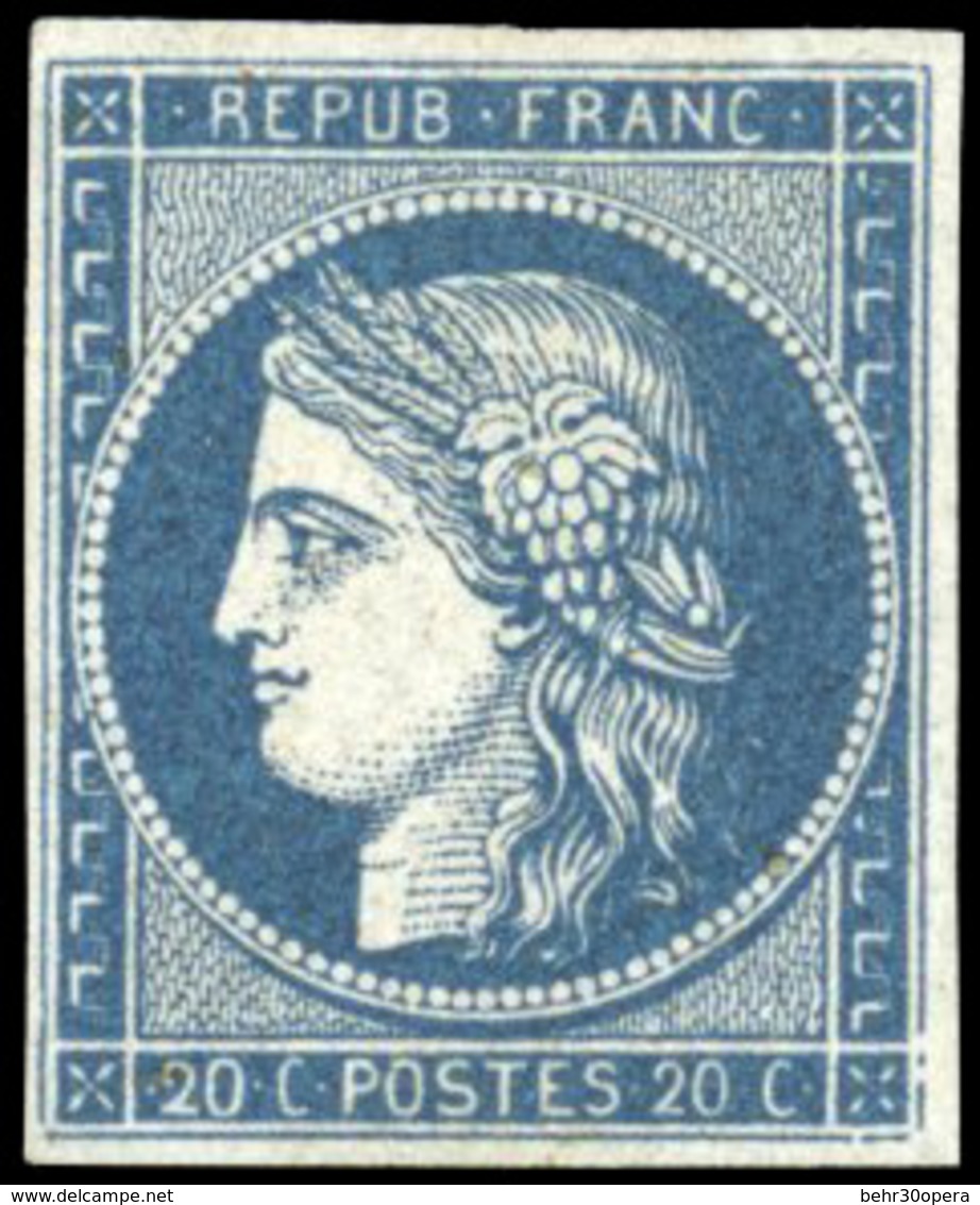 * 20c. Bleu Foncé S/azuré Dit ''ASTRUC'', Nuance Coté Sur Cérès. Non émis. SUP. - 1849-1850 Cérès