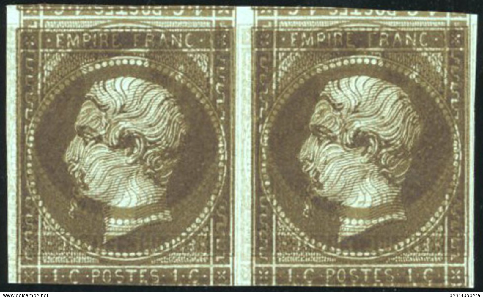 (*) Essai. 1c. Mordoré. Double Impression Dont Une Renversée. TB. - 1853-1860 Napoleon III