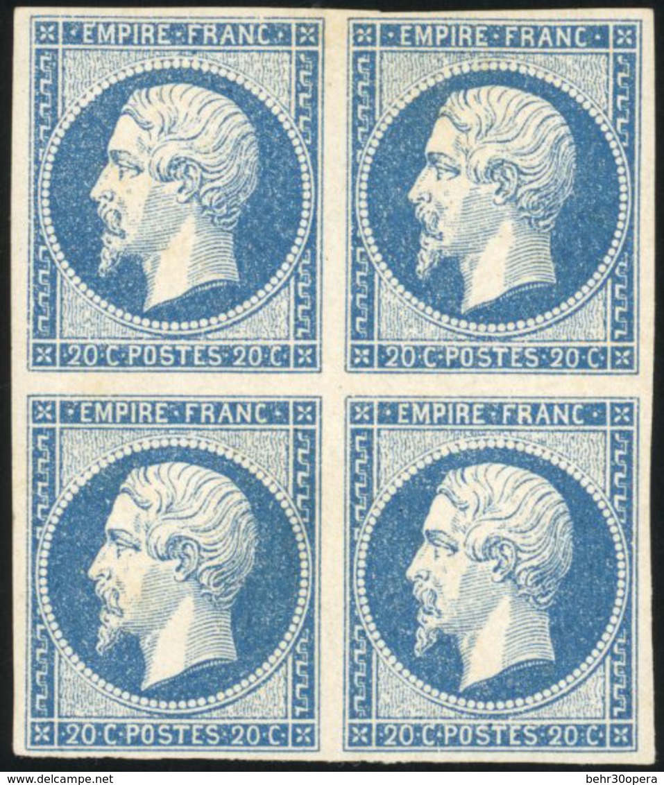 * 20c. Bleu. Type I. Bloc De 4. TB. - 1853-1860 Napoléon III.