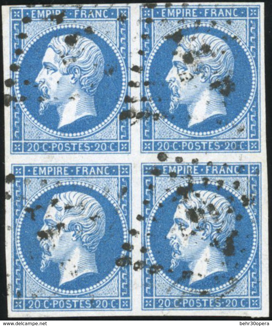 O 20c. Bleu. Bloc De 4. Obl. TB. - 1853-1860 Napoleon III