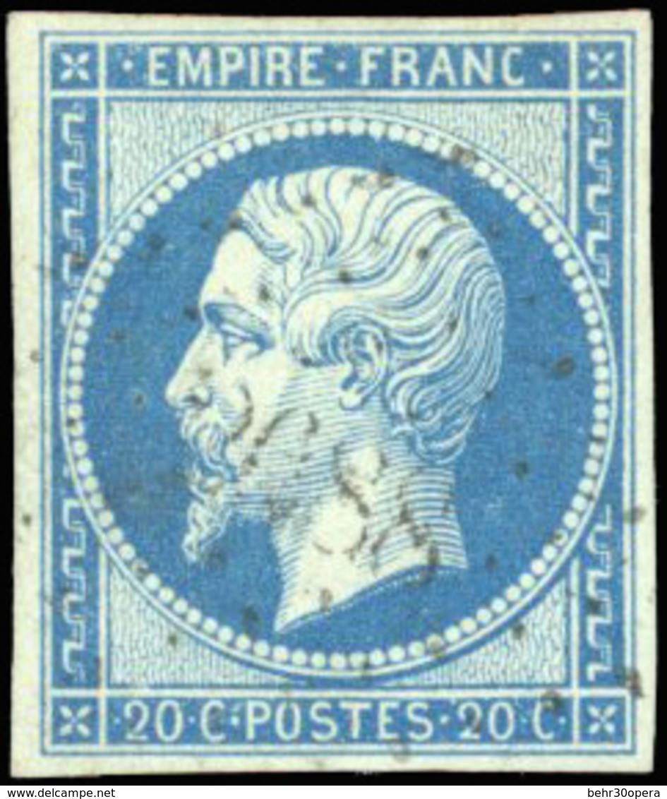 O 20c. Bleu S/vert. Obl. PC Très Légère. SUP. - 1853-1860 Napoléon III.