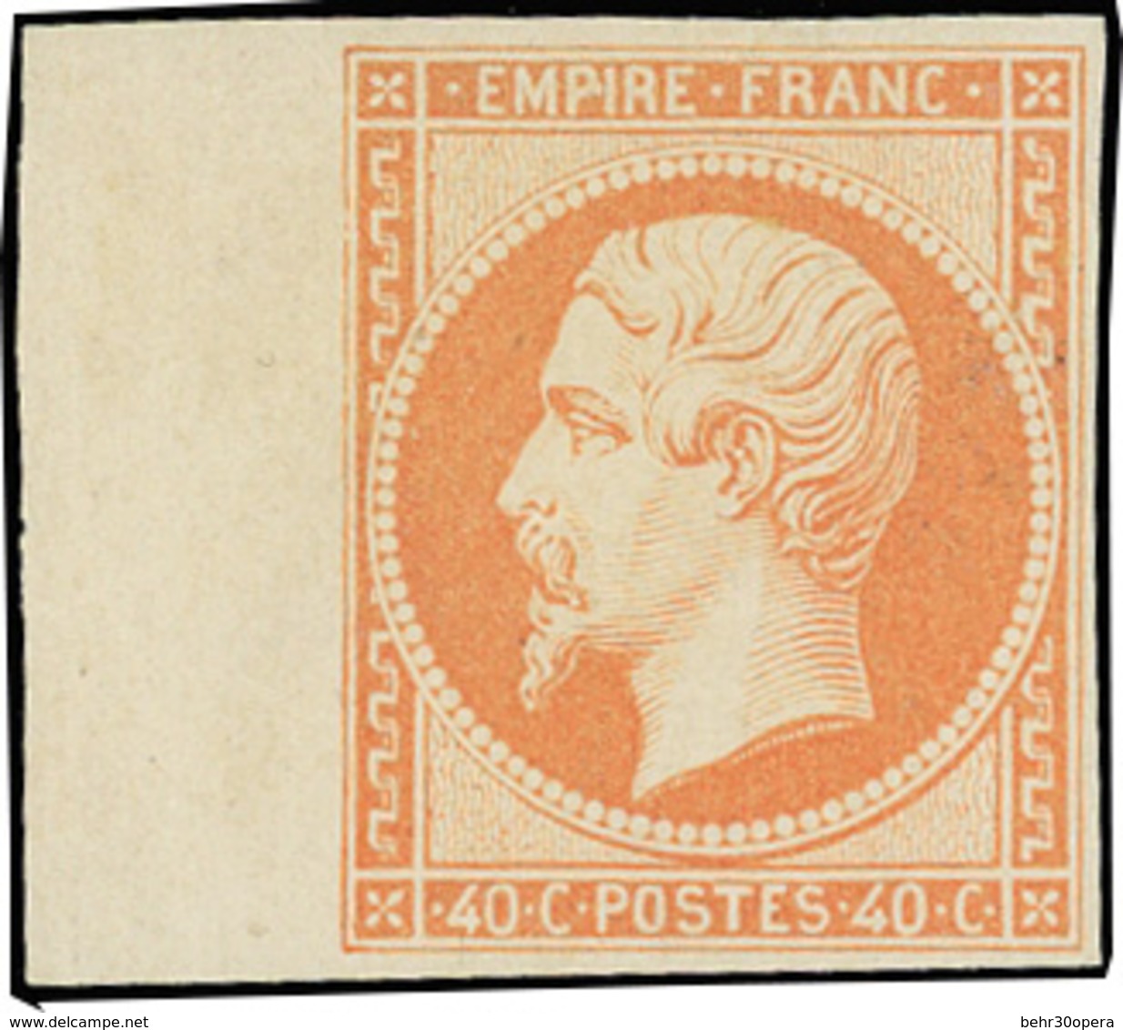 ** 40c. Orange. BdeF. Trace De Charnière Insignifiante. Fraîcheur Postale. SUP. - 1853-1860 Napoleon III