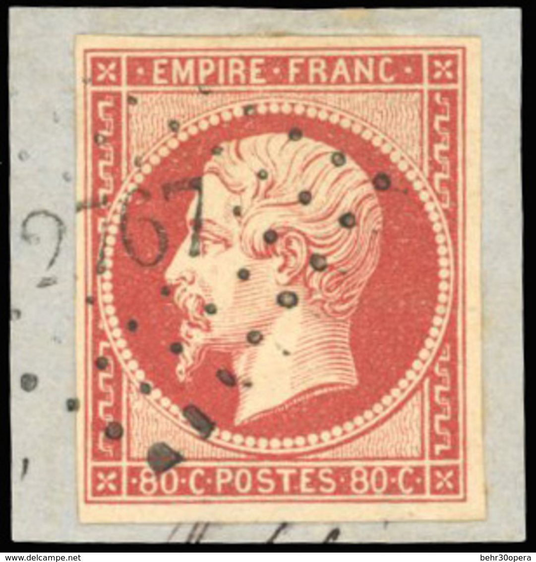 O 80c. Vermillon. Obl. PC Légère S/petit Fragment. SUP. - 1853-1860 Napoléon III.