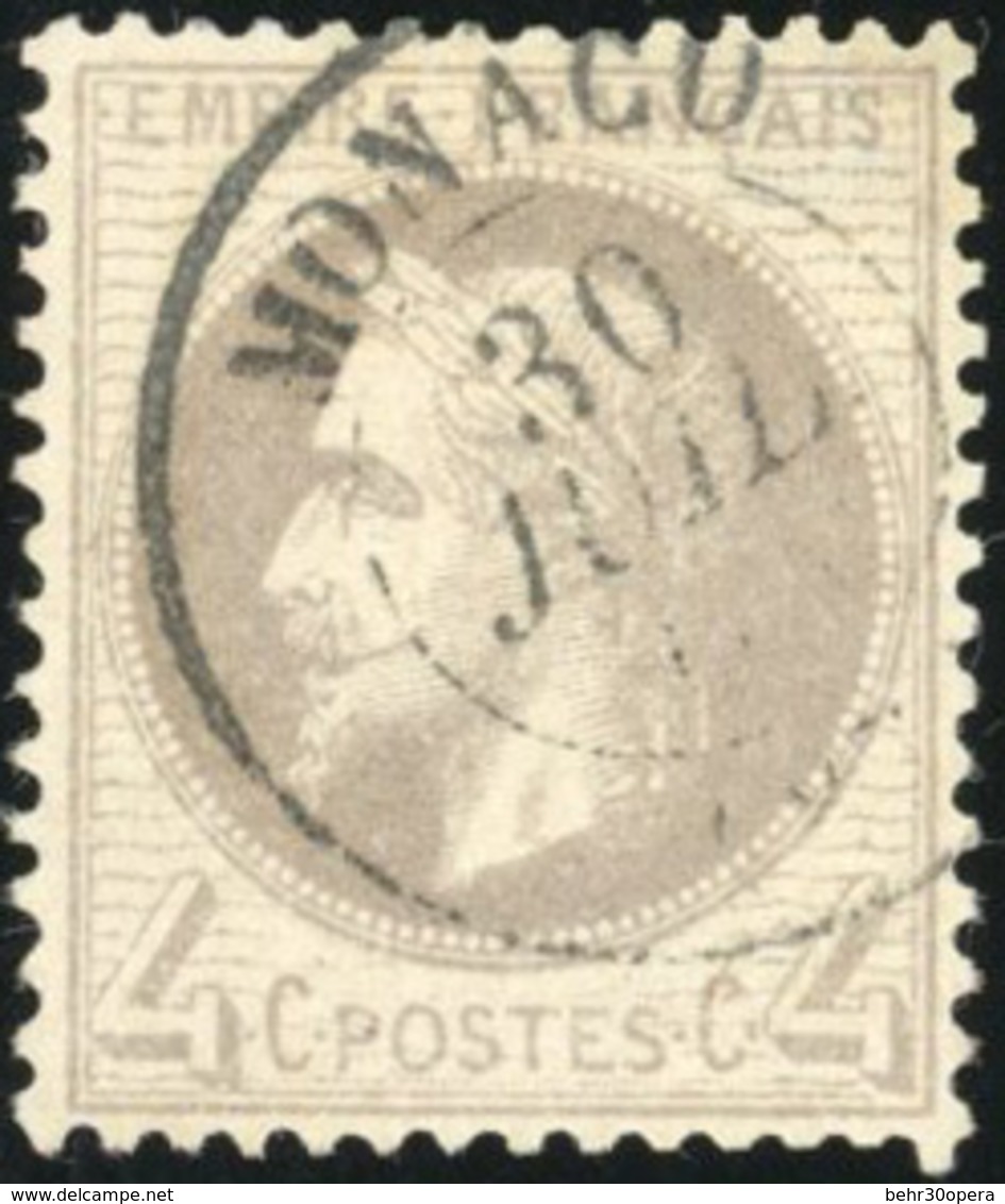 O 4c. Gris . Obl. CàD De MONACO Du 30 Juillet. TB. - 1863-1870 Napoléon III. Laure