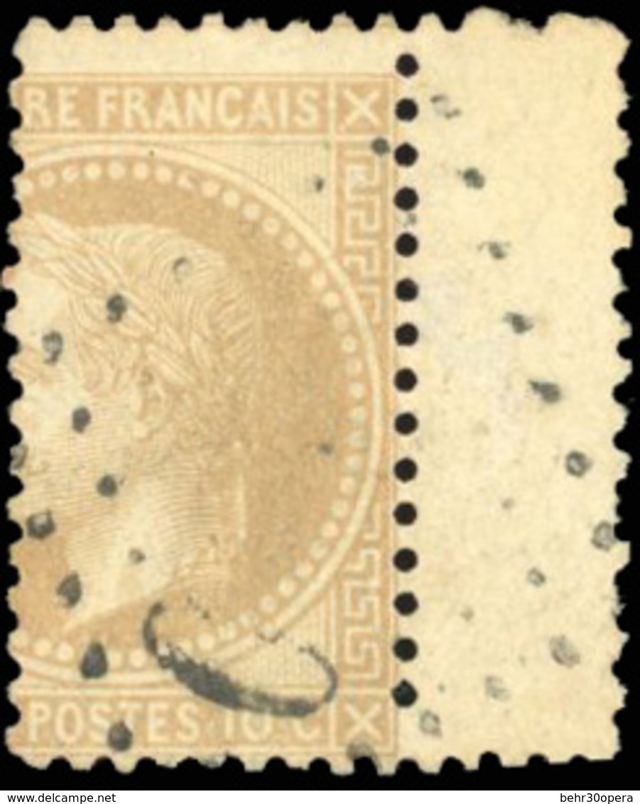 O 10c. Bistre. Obl. Décentrage Et Variété De Piquage. SUP. R. - 1863-1870 Napoleon III Gelauwerd