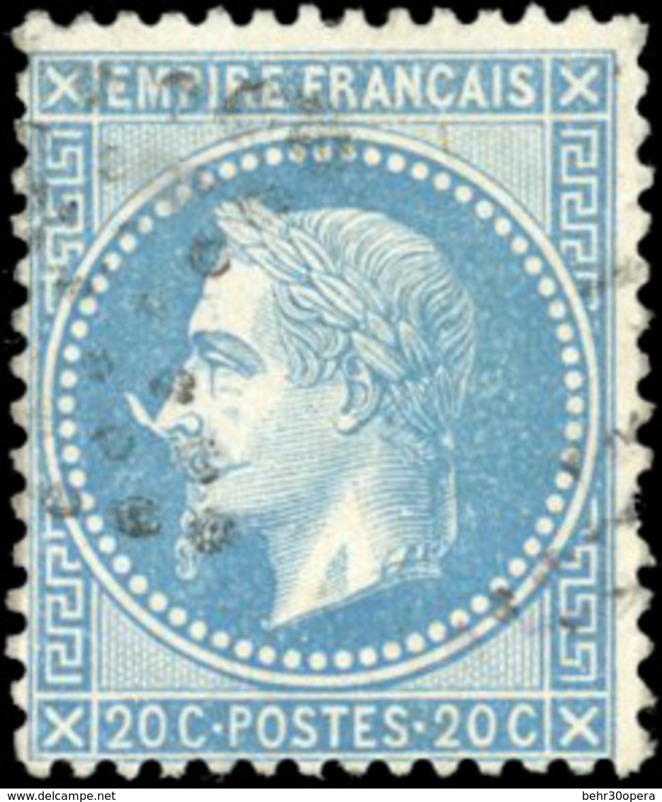 O 20c. Bleu. Variété ''à La Corne''. SUP. - 1863-1870 Napoleon III Gelauwerd