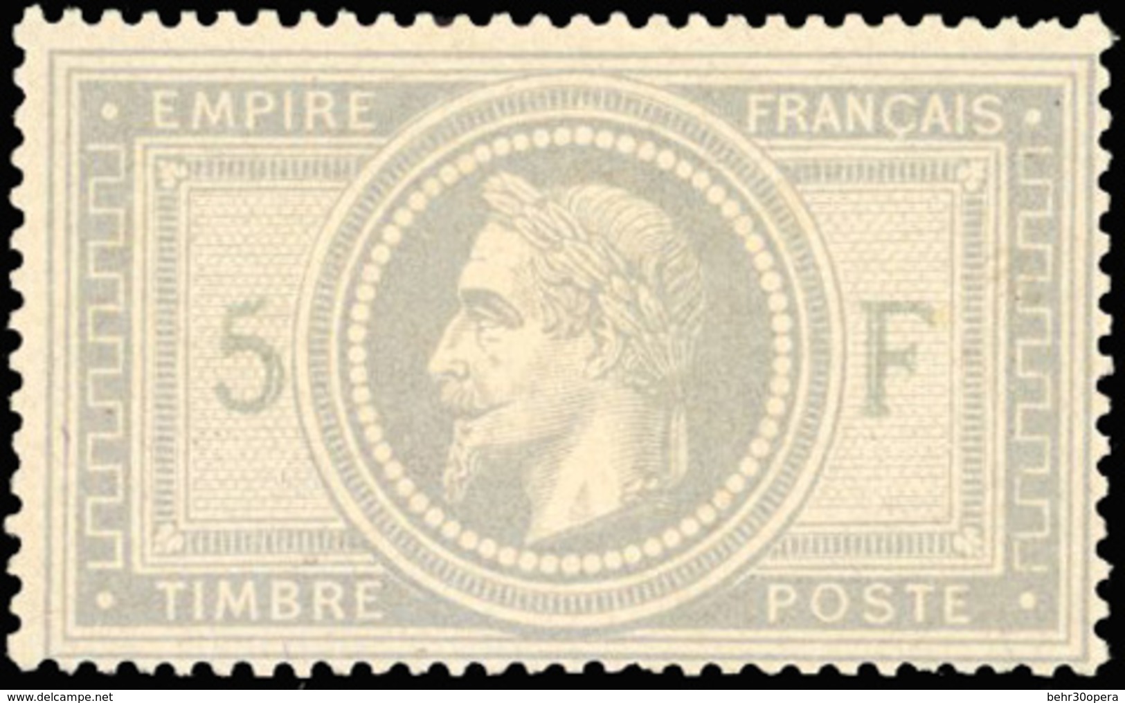 ** 5F. Gris-bleu. Charnière Quasiment Invisible. SUP. - 1863-1870 Napoléon III. Laure