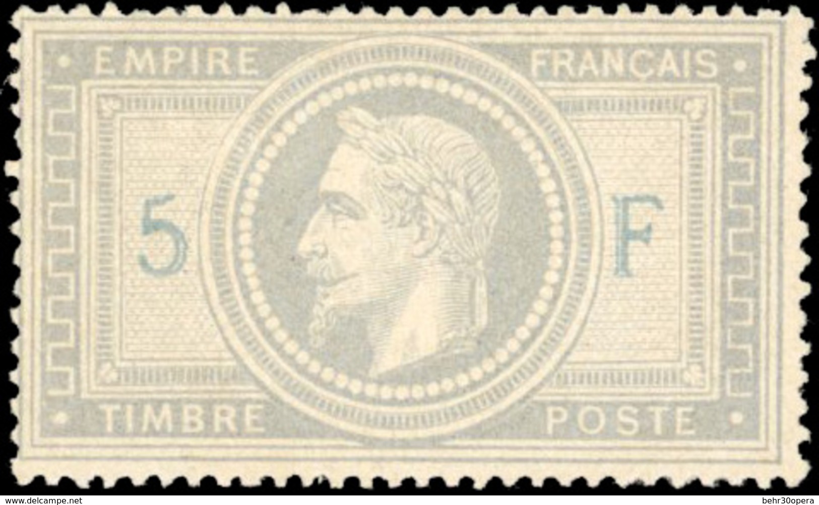 * 5Fr. De L'Empire Avec ''5'' Et ''F'' En Bleu. Variété Très Spectaculaire. Très Bon Centrage. TB. R. - 1863-1870 Napoléon III. Laure