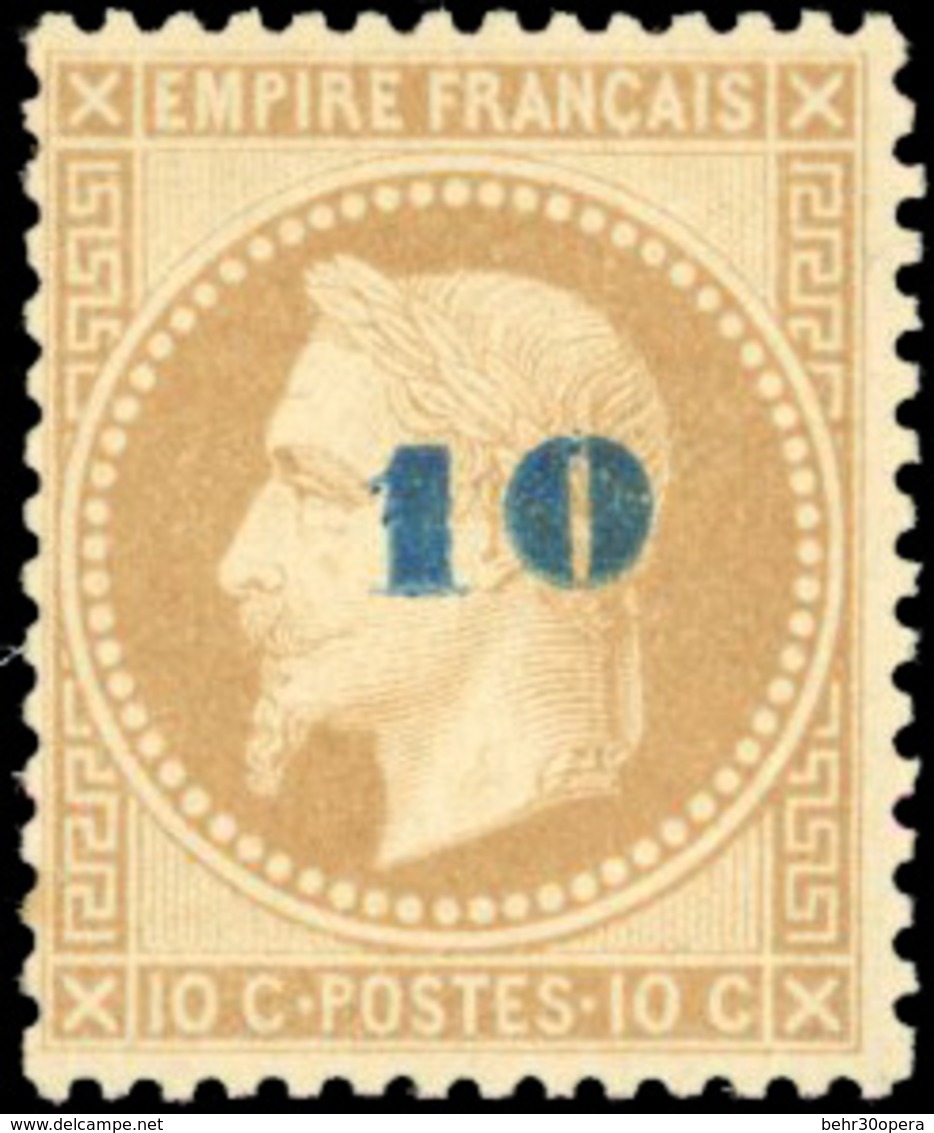 ** 10 Sur 10c. Bistre Surcharge Bleue. TB. - 1863-1870 Napoléon III. Laure