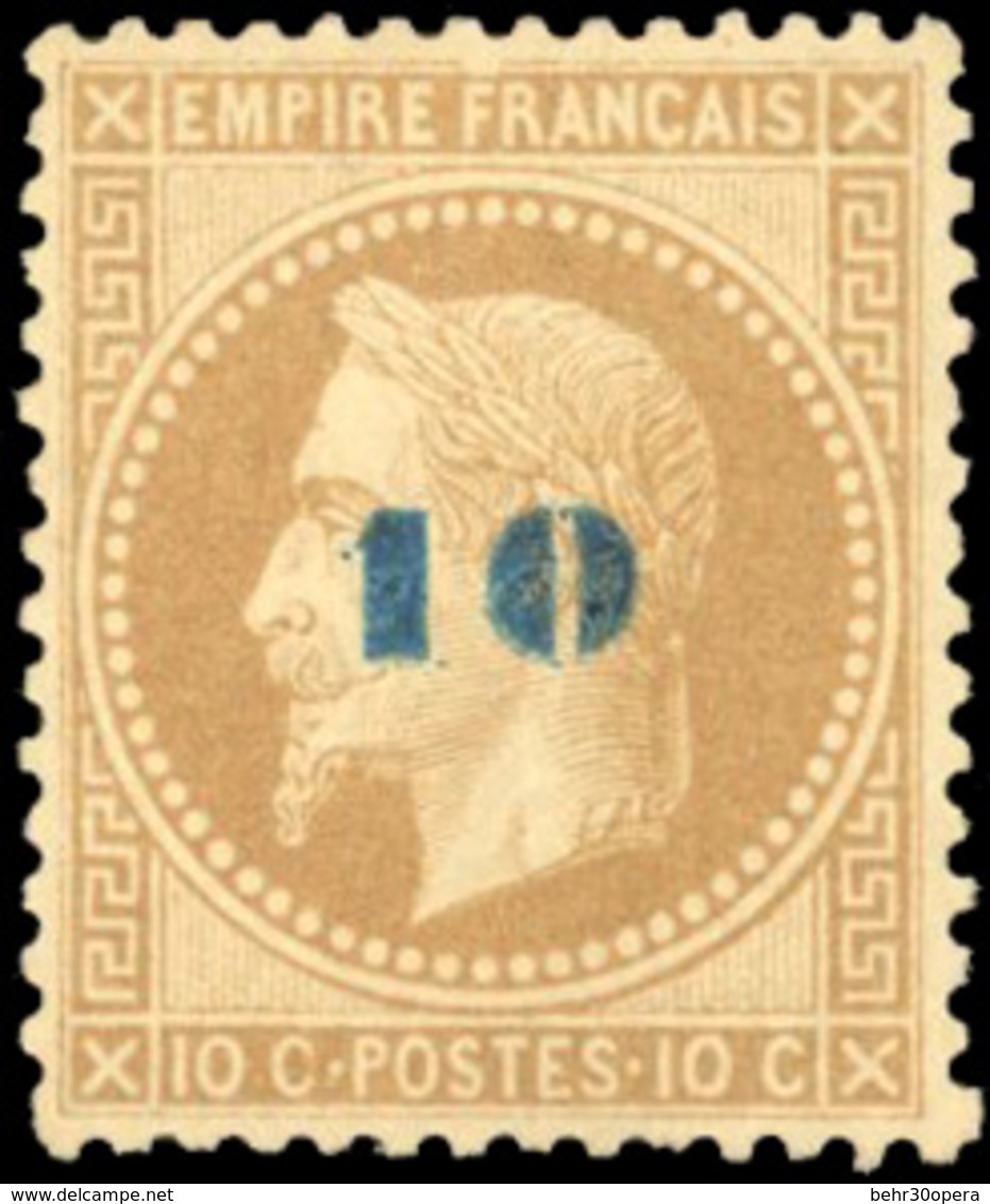 * 10 S/10c. Bistre Surcharge Bleu. Bien Centré. TB. - 1863-1870 Napoléon III. Laure