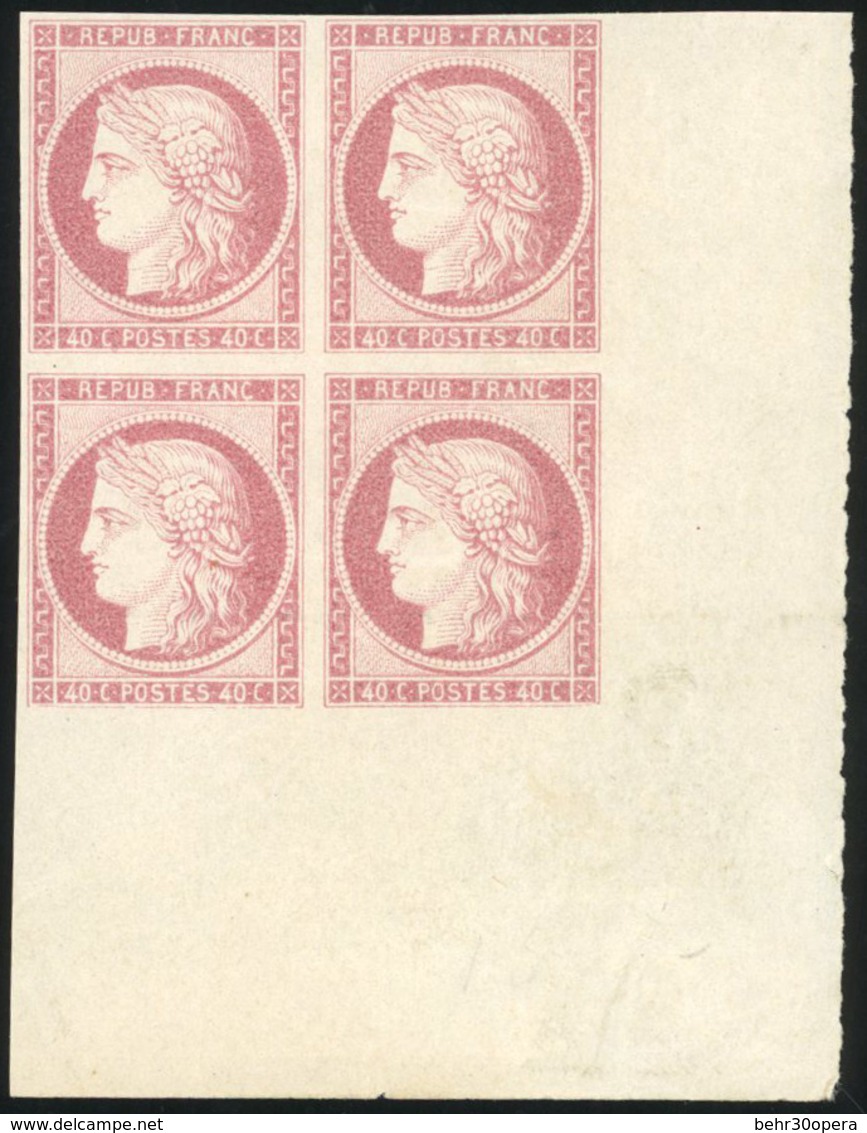 (*) 40c. Rouge. Essai En Bloc De 4. CdeF. SUP. - 1870 Belagerung Von Paris