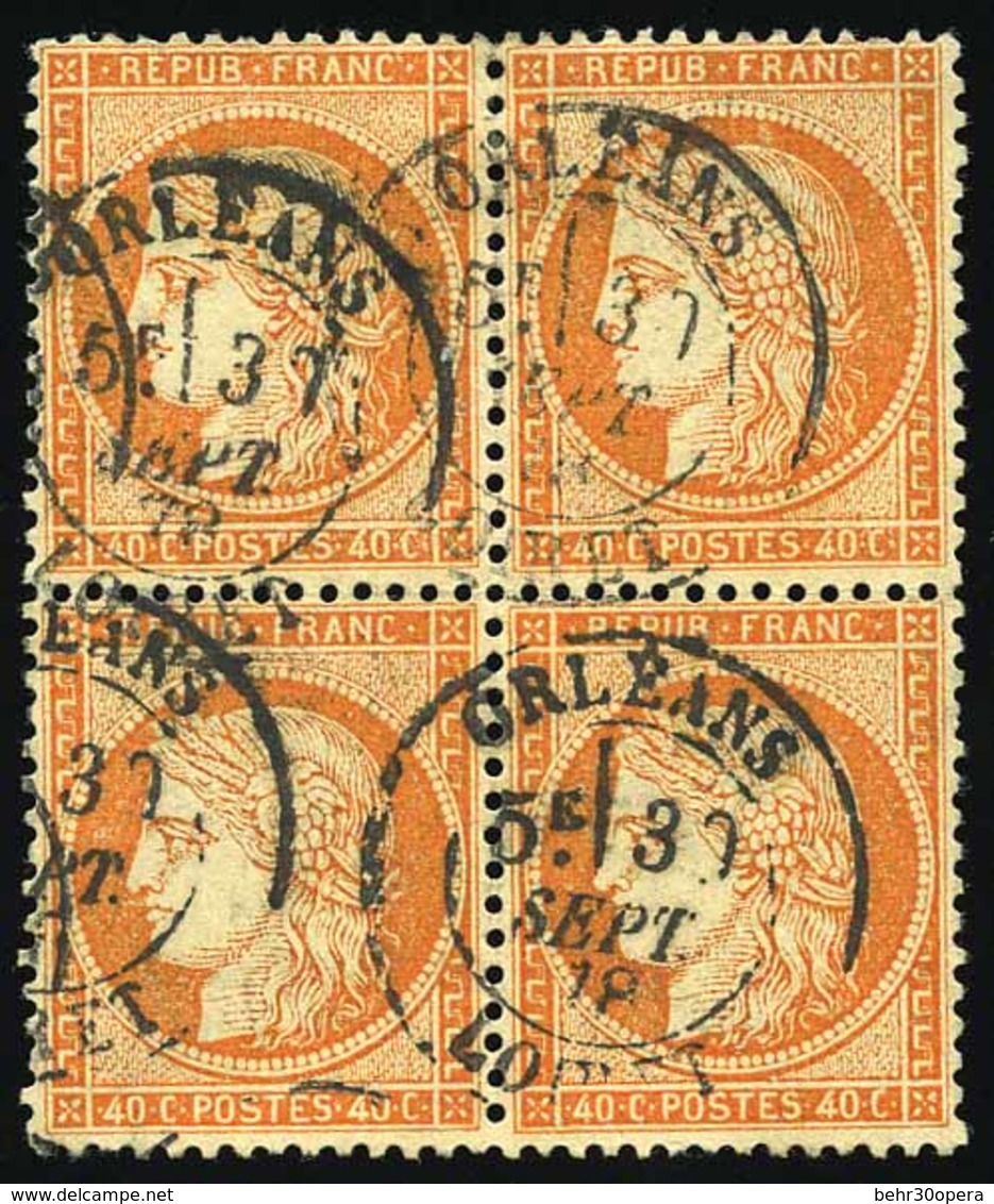 O 40c. Orange. Bloc De 4. Obl. CàD D'ORLEANS Du 30 Septembre 1878. SUP. - 1870 Beleg Van Parijs